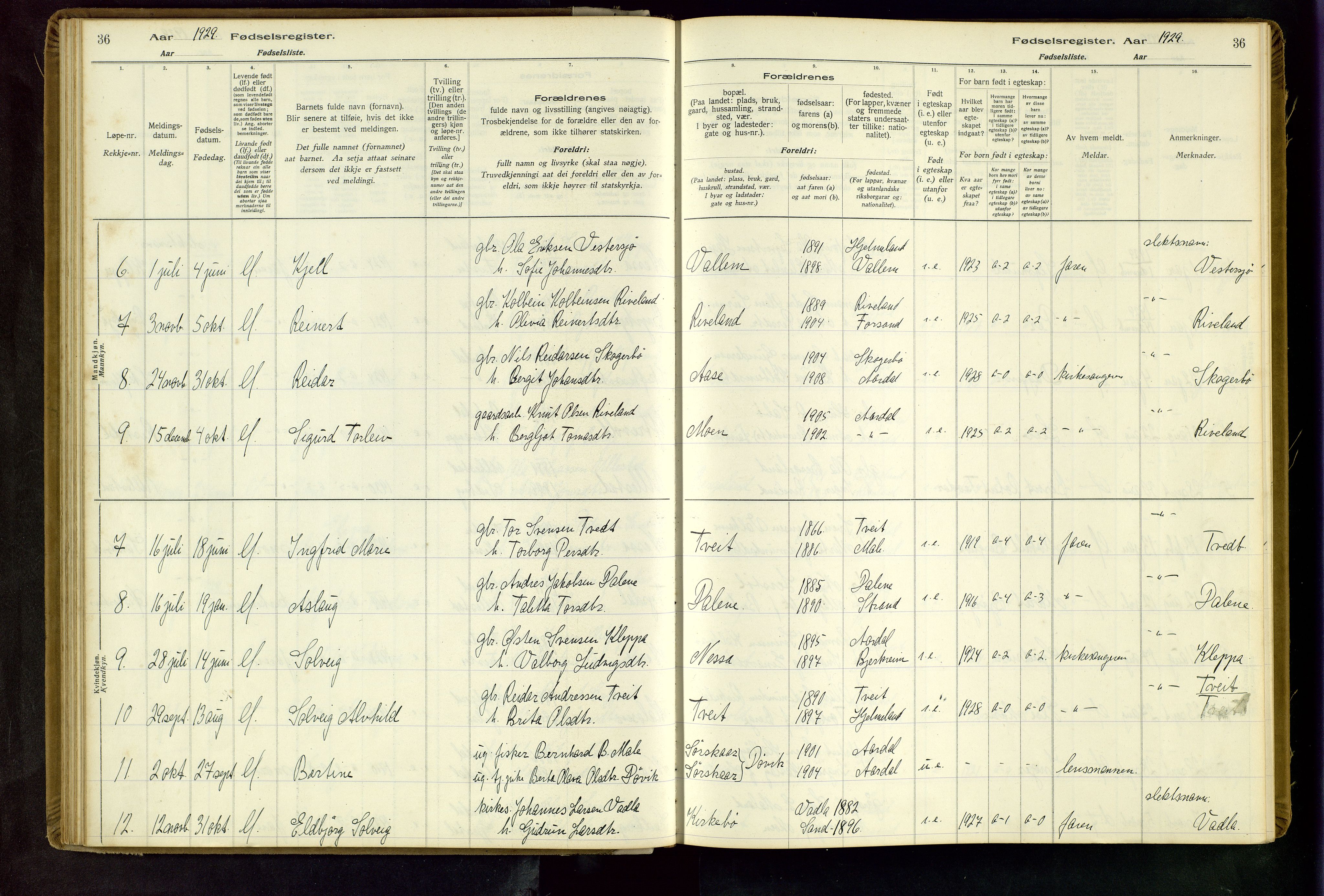 Hjelmeland sokneprestkontor, SAST/A-101843/02/B/L0004: Birth register no. 4, 1997-1997, p. 36