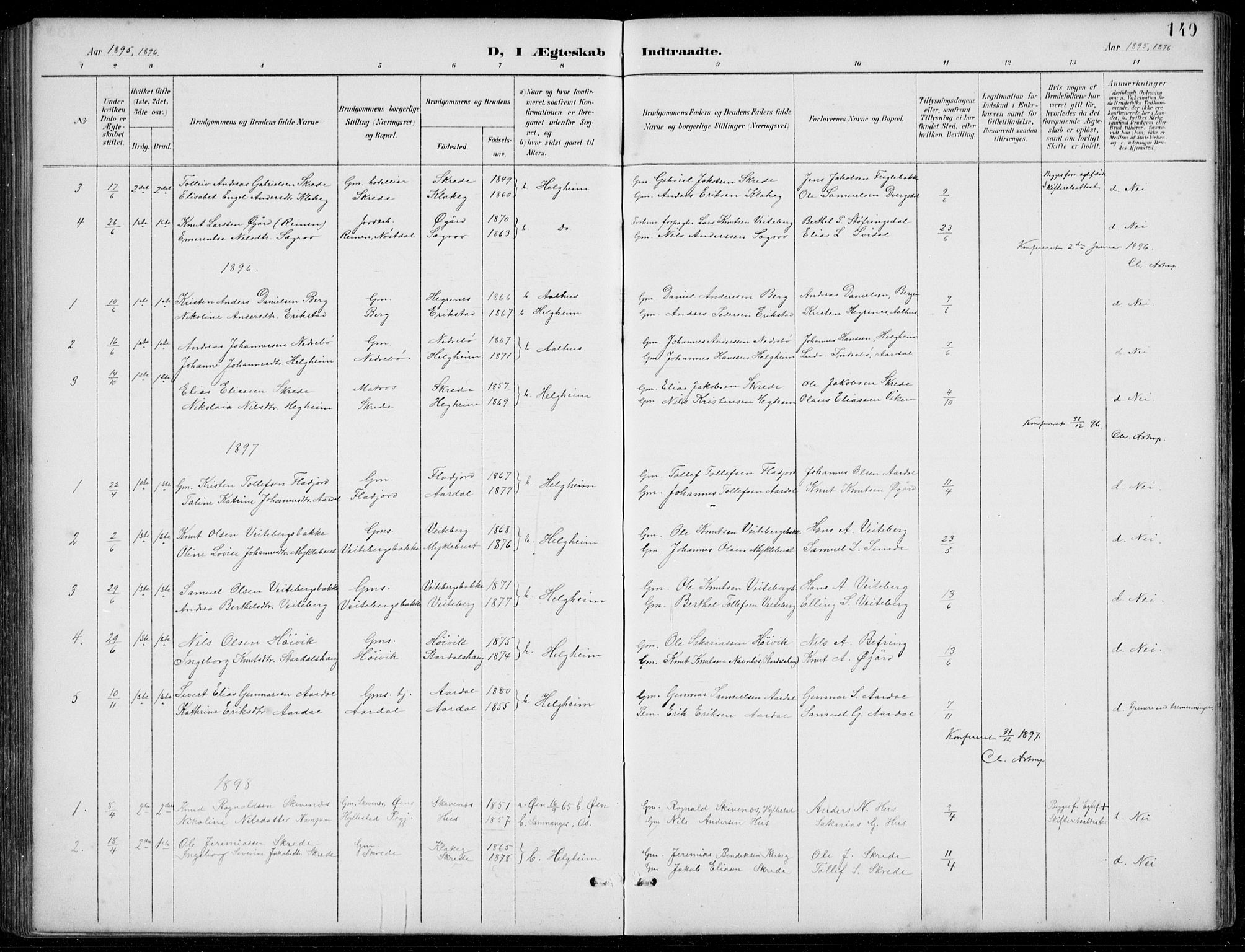 Jølster sokneprestembete, SAB/A-80701/H/Hab/Habb/L0002: Parish register (copy) no. B 2, 1887-1920, p. 140