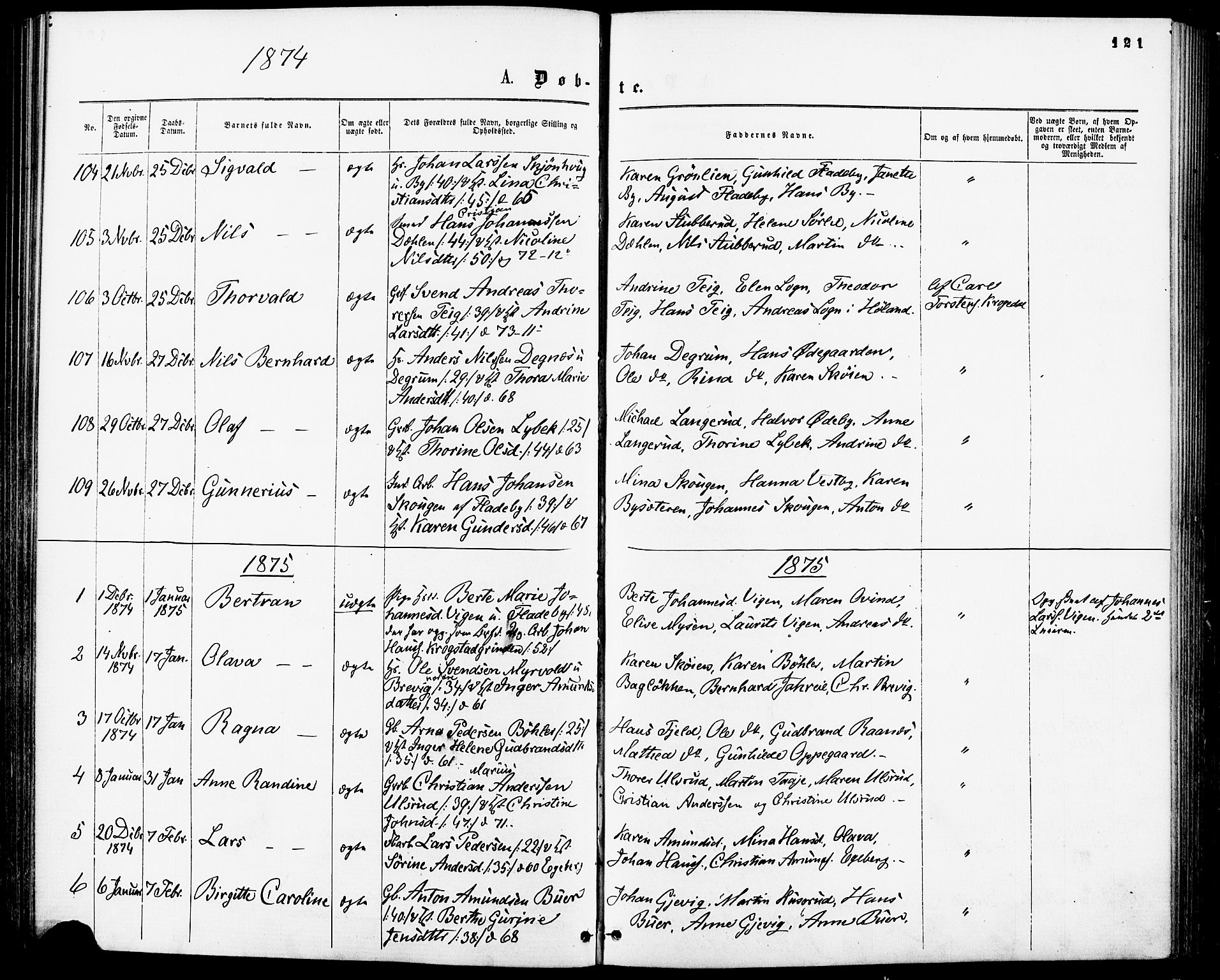 Enebakk prestekontor Kirkebøker, SAO/A-10171c/F/Fa/L0011: Parish register (official) no. I 11, 1862-1882, p. 121