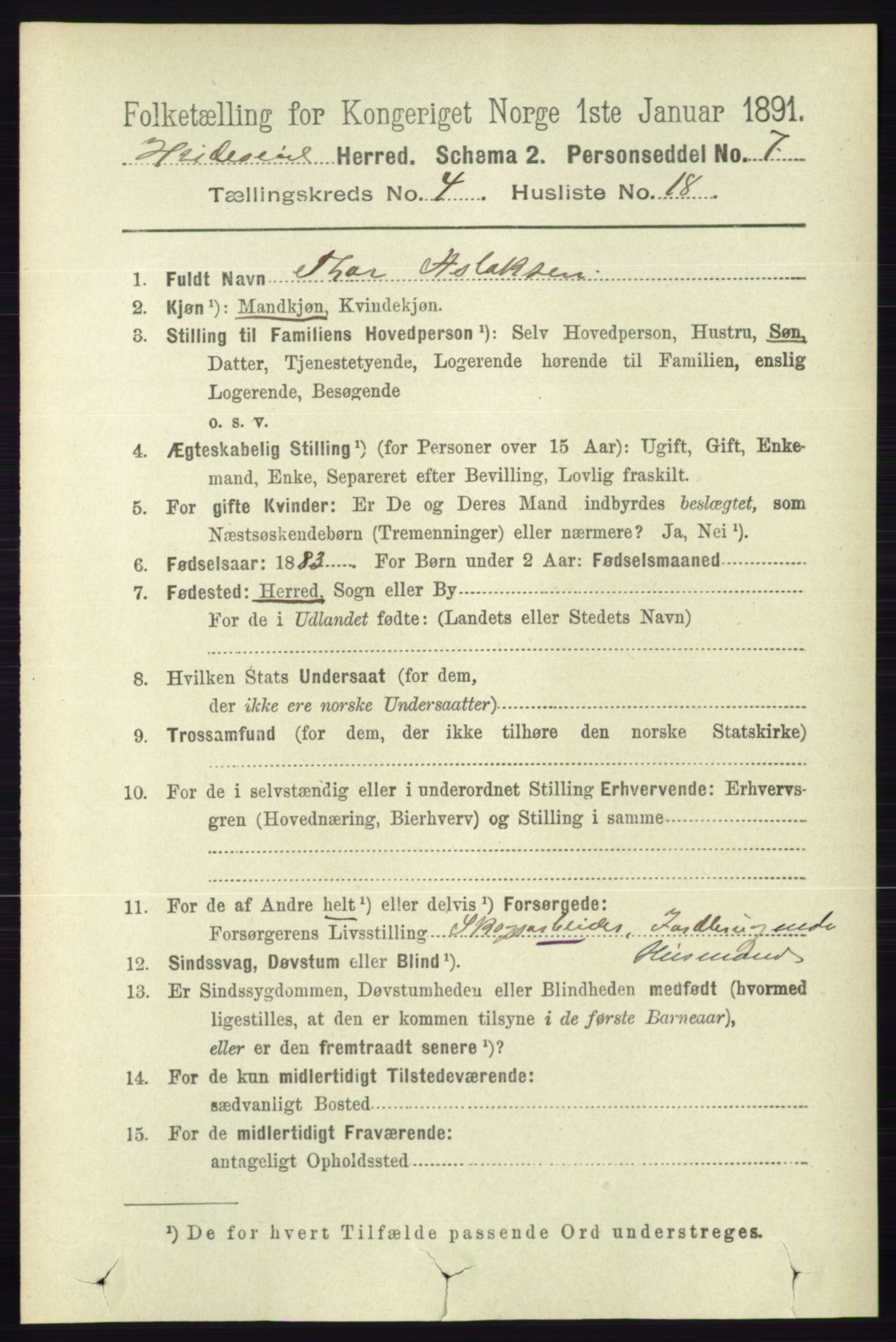 RA, 1891 census for 0829 Kviteseid, 1891, p. 842