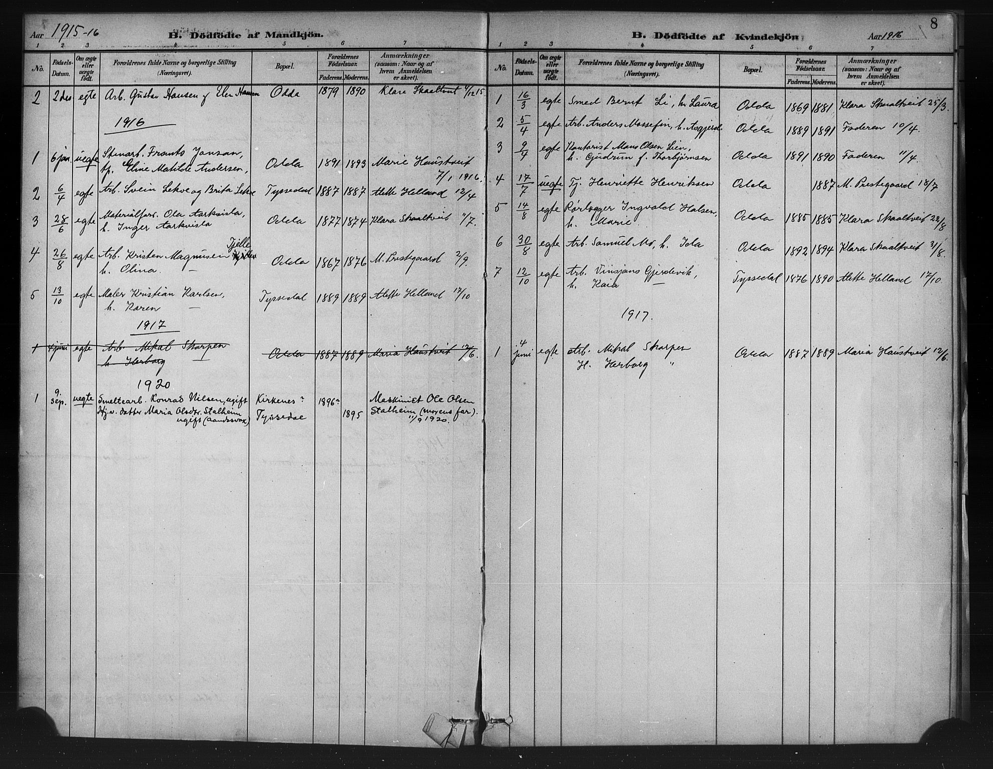 Odda Sokneprestembete, SAB/A-77201/H/Haa: Parish register (official) no. A 1, 1883-1919, p. 8