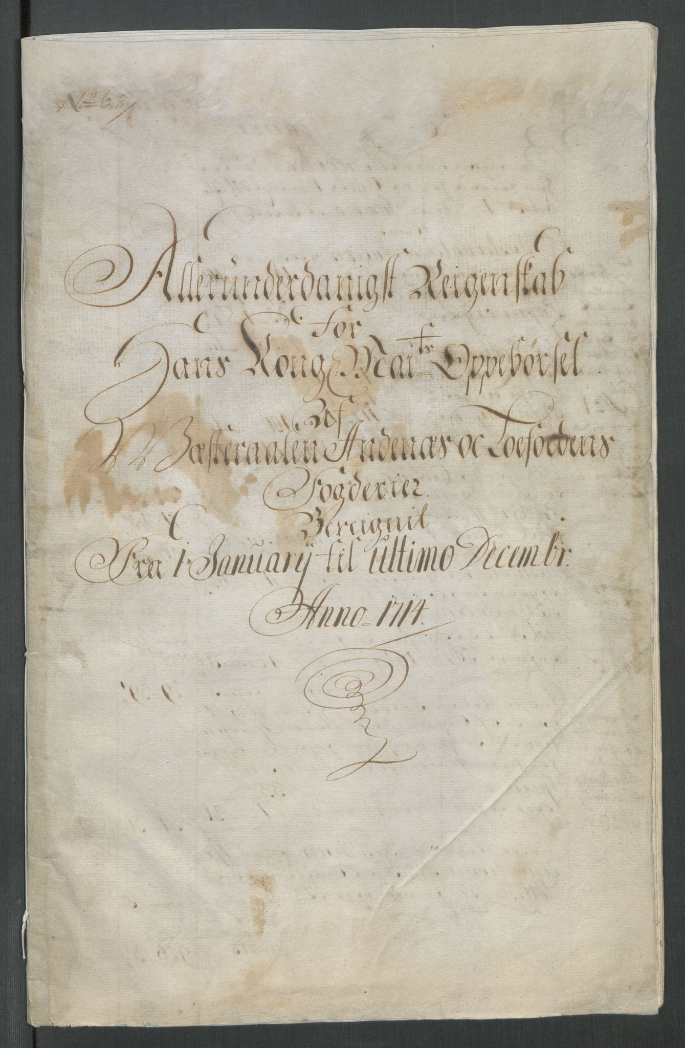 Rentekammeret inntil 1814, Reviderte regnskaper, Fogderegnskap, RA/EA-4092/R67/L4680: Fogderegnskap Vesterålen, Andenes og Lofoten, 1714, p. 4