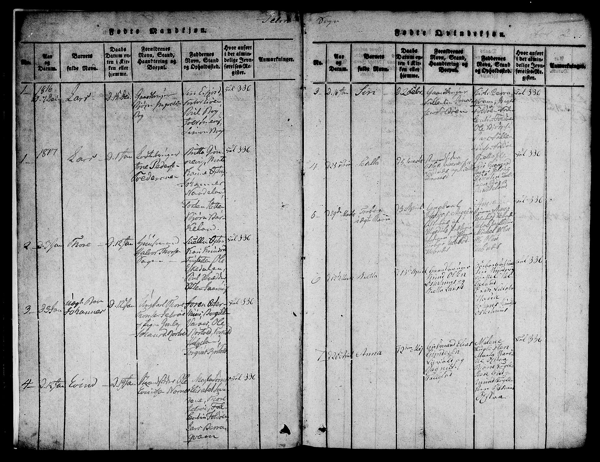 Jelsa sokneprestkontor, SAST/A-101842/01/V: Parish register (copy) no. B 1 /1, 1816-1828, p. 2
