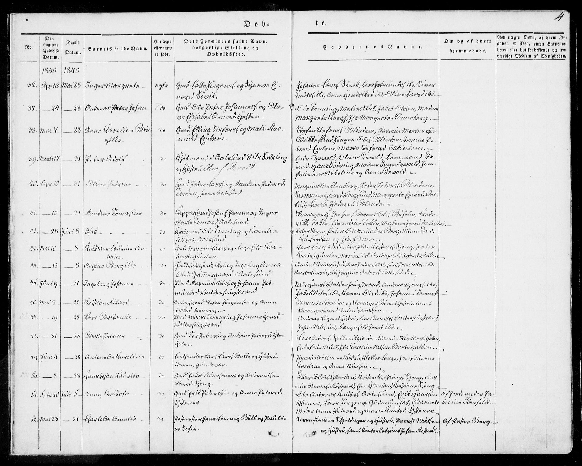 Ministerialprotokoller, klokkerbøker og fødselsregistre - Møre og Romsdal, AV/SAT-A-1454/528/L0396: Parish register (official) no. 528A07, 1839-1847, p. 4