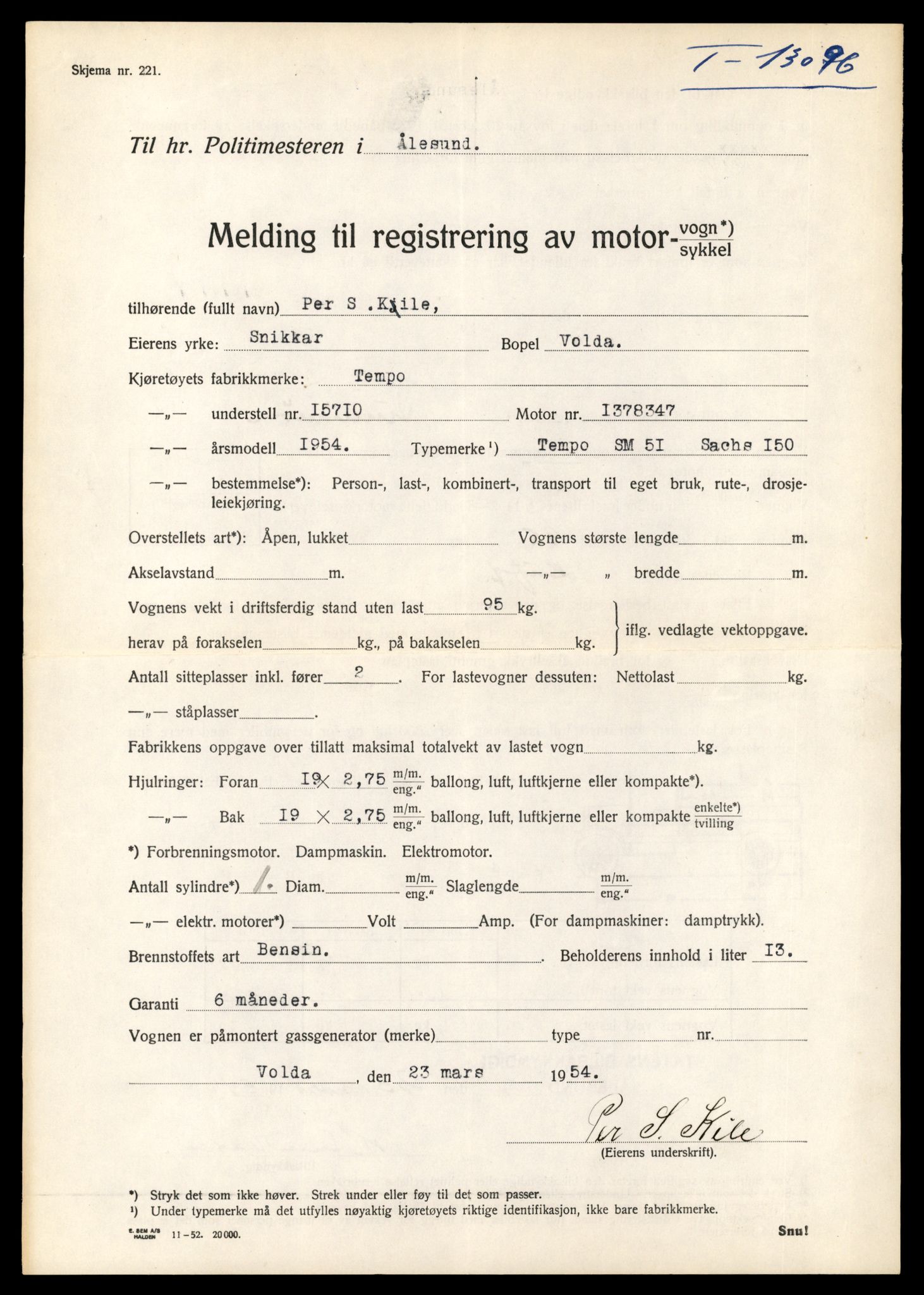 Møre og Romsdal vegkontor - Ålesund trafikkstasjon, AV/SAT-A-4099/F/Fe/L0037: Registreringskort for kjøretøy T 13031 - T 13179, 1927-1998, p. 1340