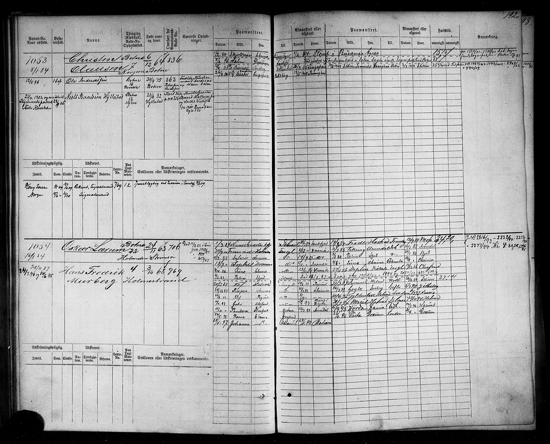 Holmestrand innrulleringskontor, AV/SAKO-A-1151/F/Fc/L0004: Hovedrulle, 1872-1913, p. 231