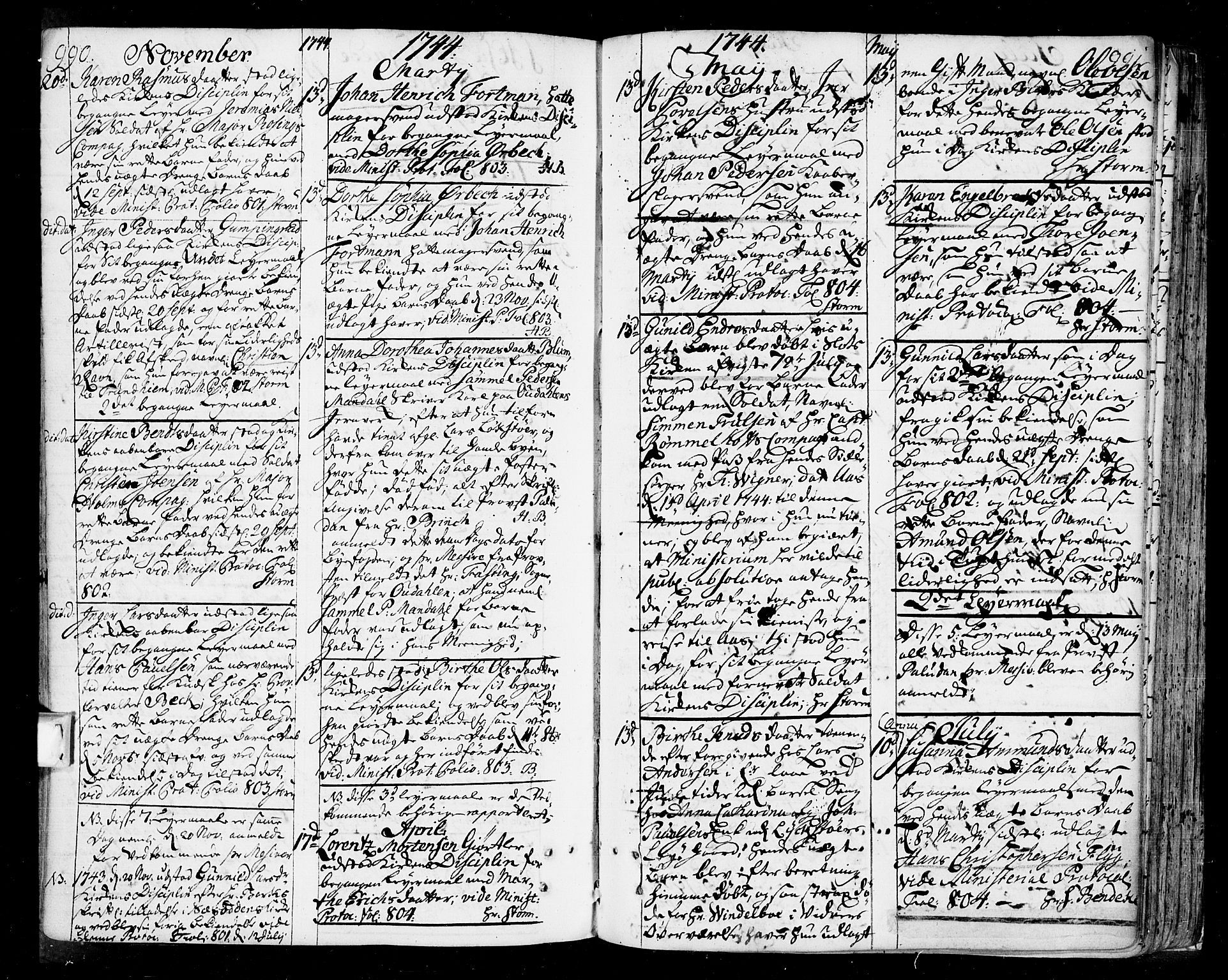 Oslo domkirke Kirkebøker, SAO/A-10752/F/Fa/L0004: Parish register (official) no. 4, 1743-1786, p. 990-991