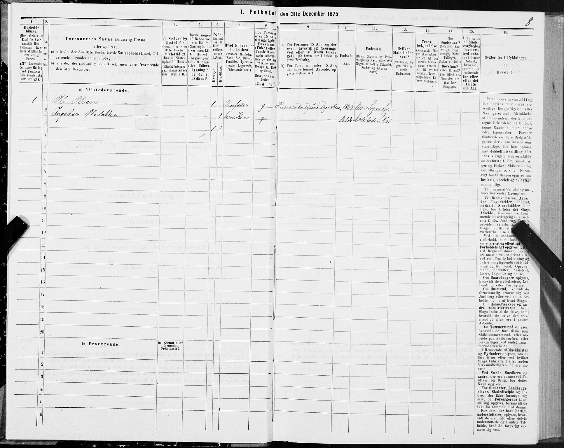 SAT, 1875 census for 1731P Sparbu, 1875, p. 3008