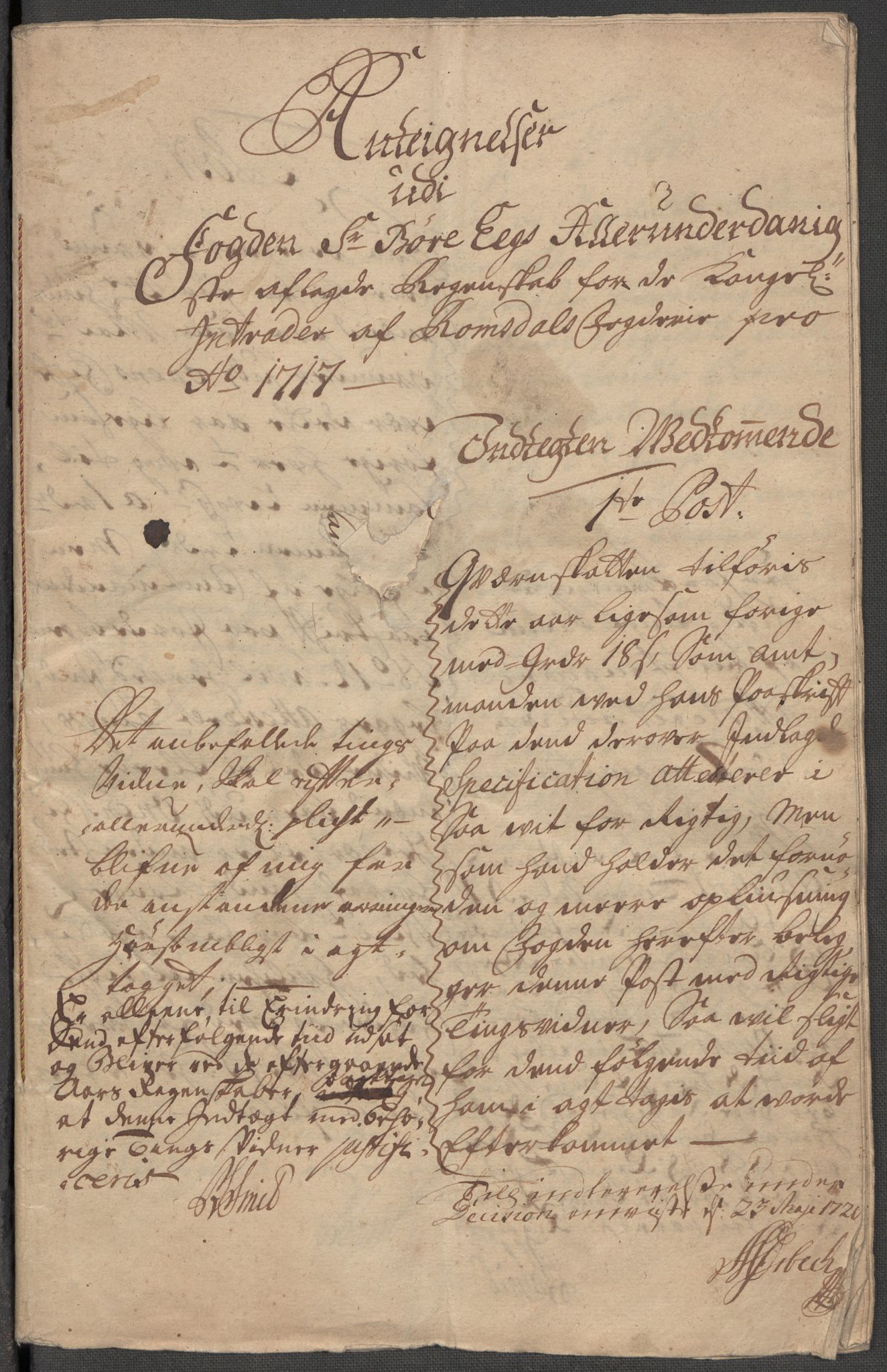 Rentekammeret inntil 1814, Reviderte regnskaper, Fogderegnskap, RA/EA-4092/R55/L3664: Fogderegnskap Romsdal, 1717, p. 291