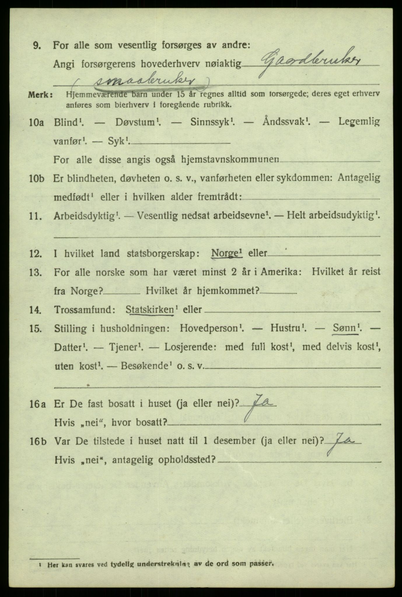 SAB, 1920 census for Austrheim, 1920, p. 2143