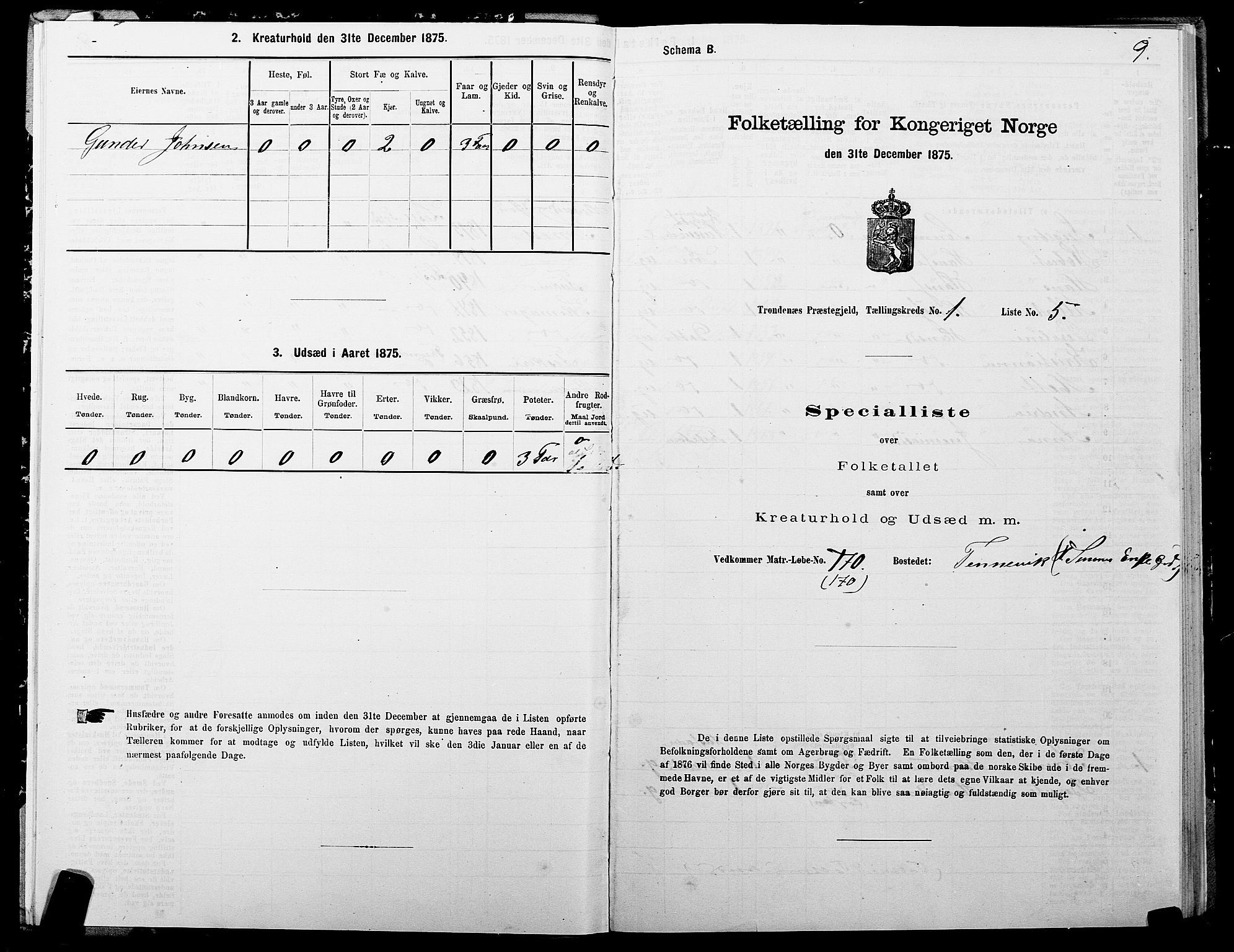 SATØ, 1875 census for 1914P Trondenes, 1875, p. 1009