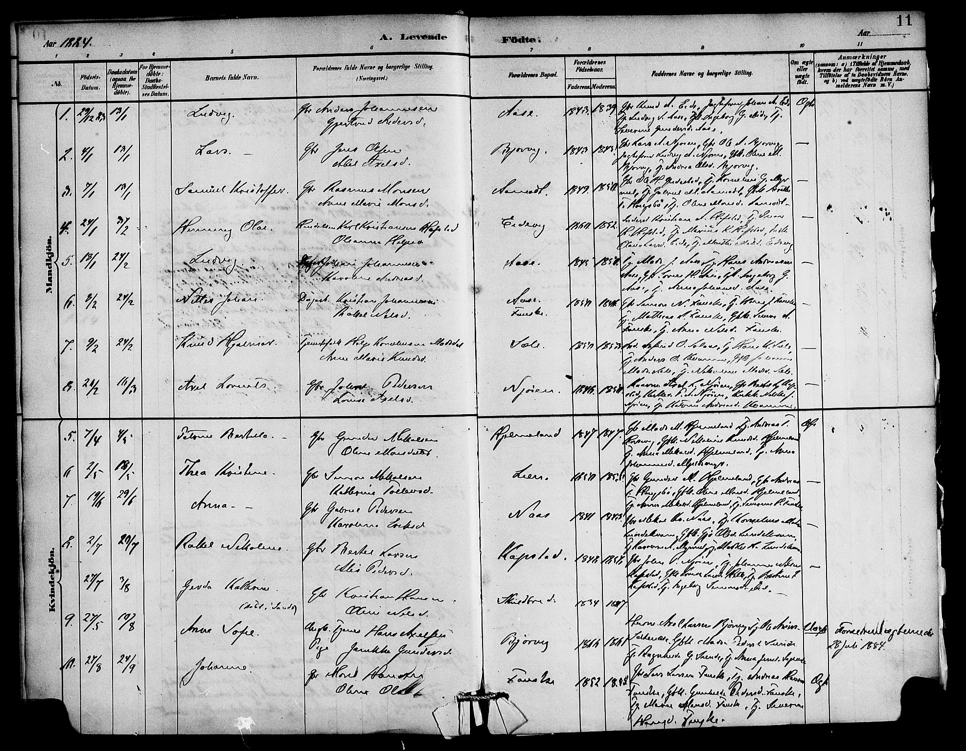 Gaular sokneprestembete, AV/SAB-A-80001/H/Haa: Parish register (official) no. C 1, 1882-1897, p. 11