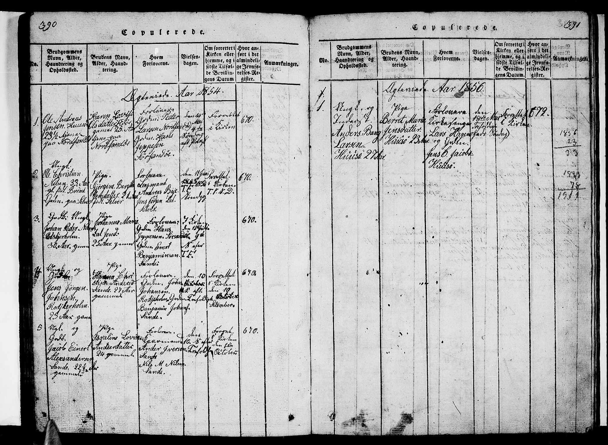 Ministerialprotokoller, klokkerbøker og fødselsregistre - Nordland, SAT/A-1459/840/L0581: Parish register (copy) no. 840C01, 1820-1873, p. 390-391