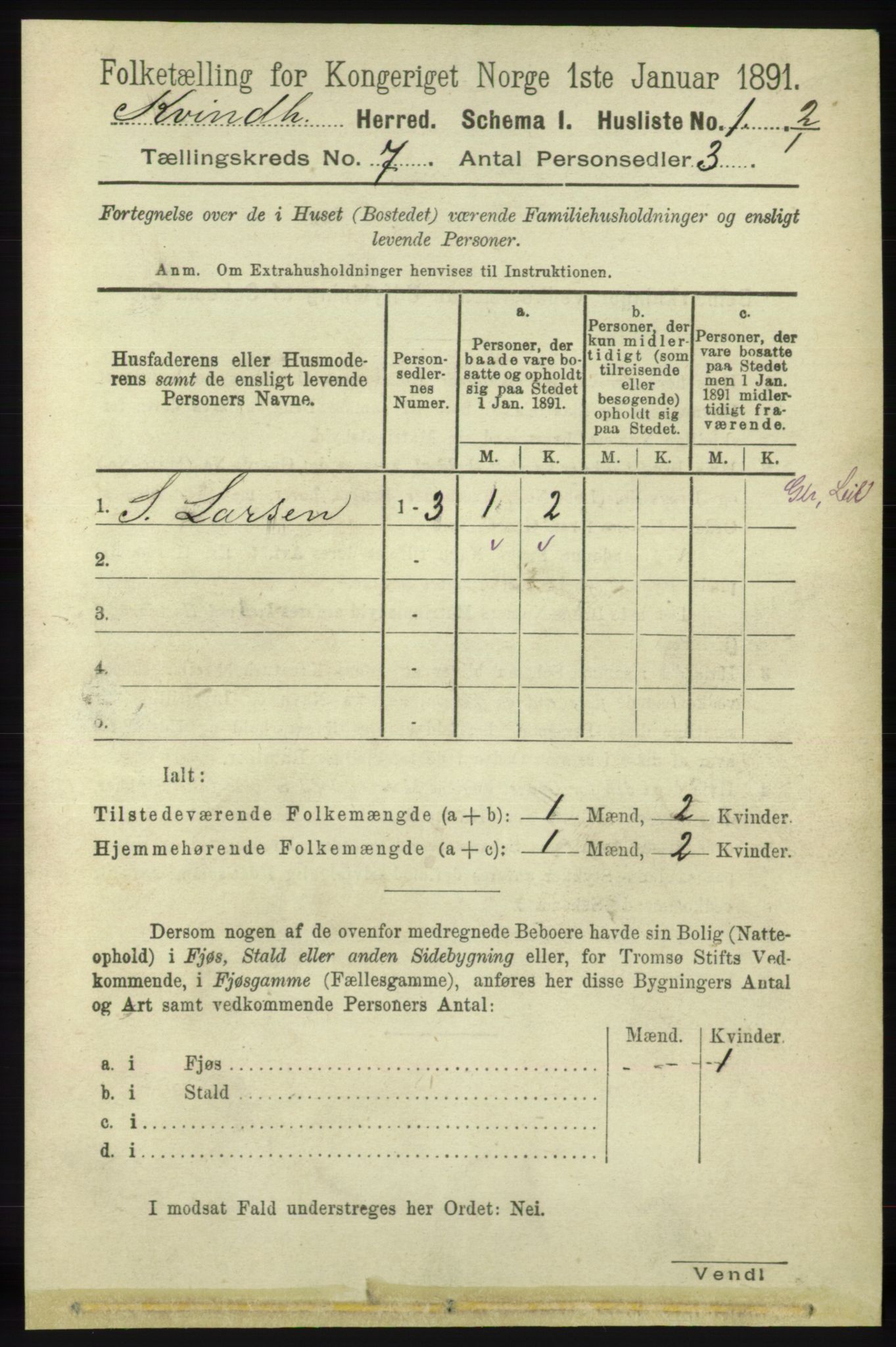 RA, 1891 census for 1224 Kvinnherad, 1891, p. 2376