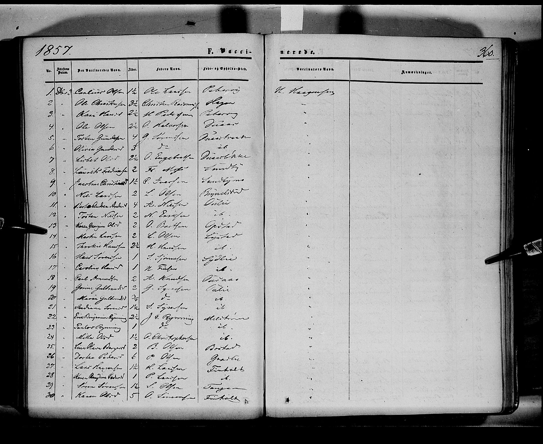 Sør-Odal prestekontor, AV/SAH-PREST-030/H/Ha/Haa/L0001: Parish register (official) no. 1, 1849-1859, p. 360