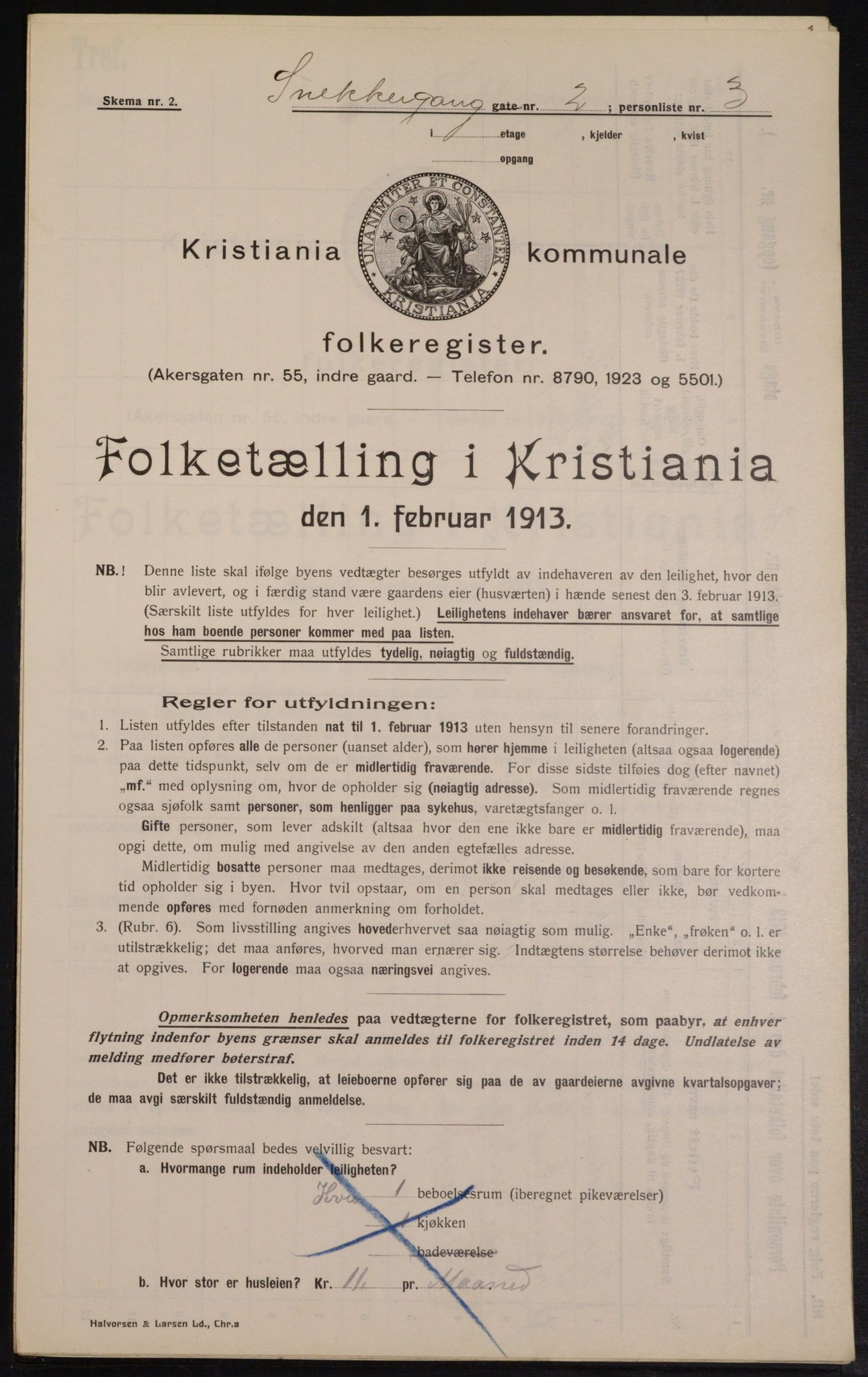 OBA, Municipal Census 1913 for Kristiania, 1913, p. 97962