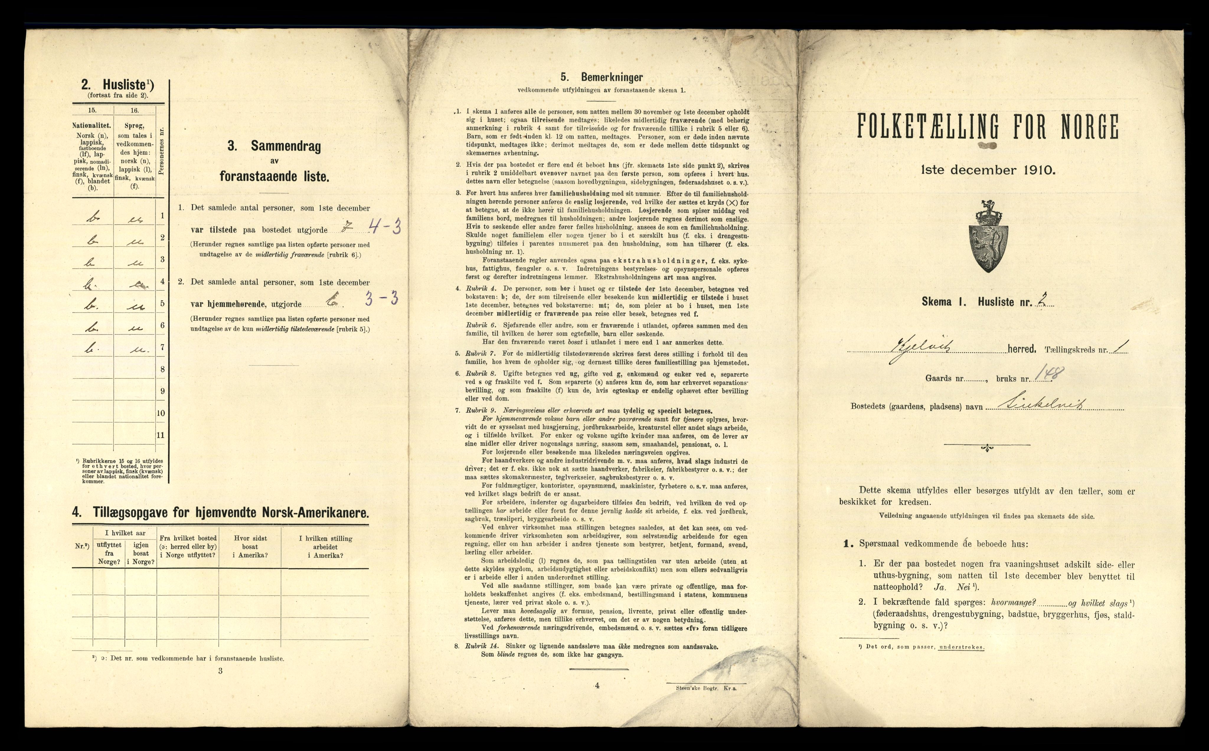 RA, 1910 census for Kjelvik, 1910, p. 43