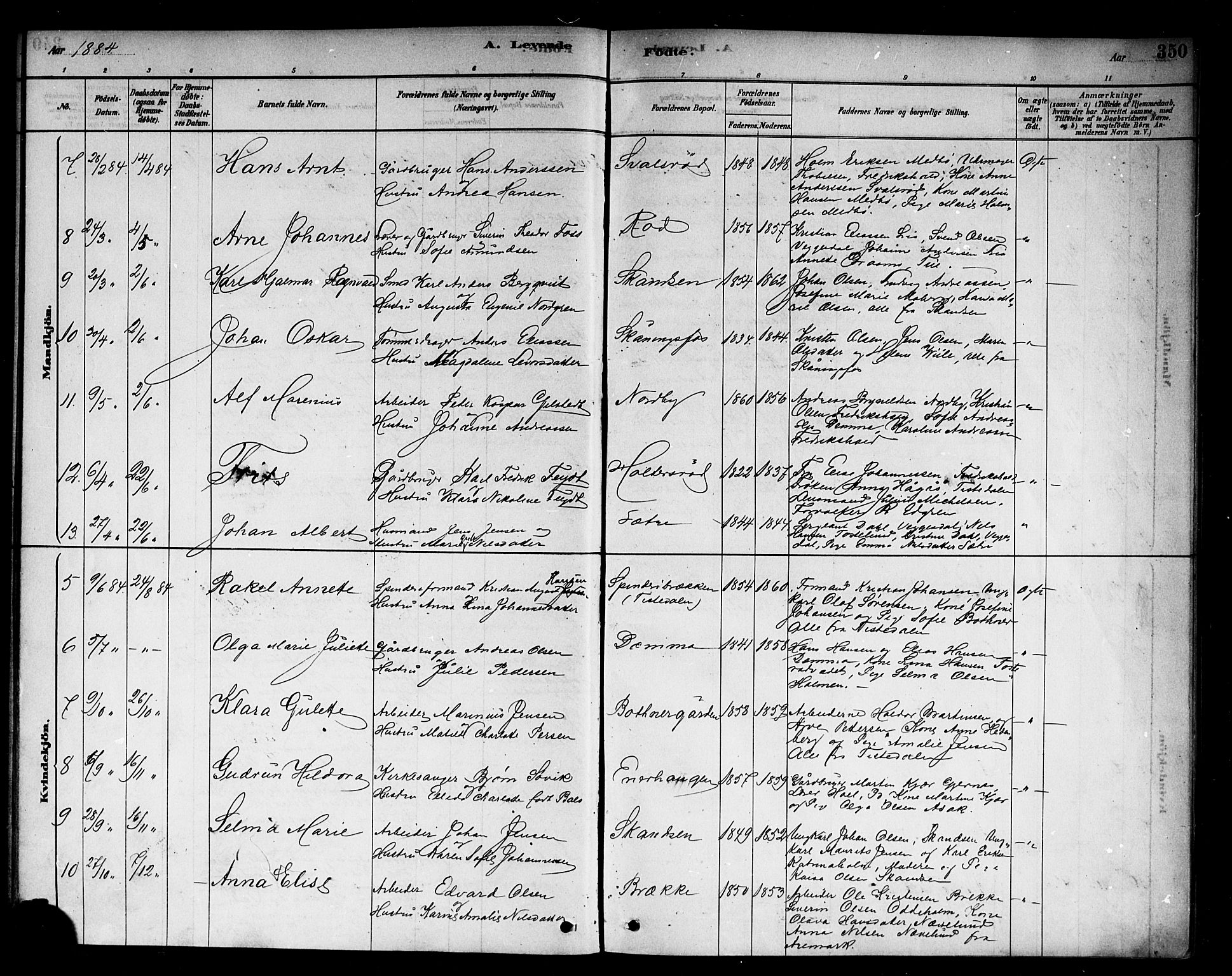 Berg prestekontor Kirkebøker, AV/SAO-A-10902/F/Fb/L0001: Parish register (official) no. II 1, 1878-1887, p. 350