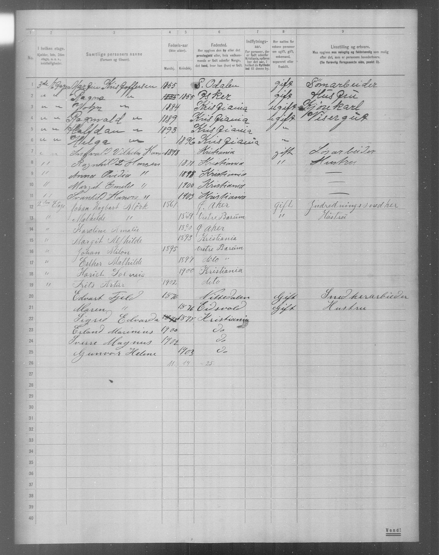OBA, Municipal Census 1904 for Kristiania, 1904, p. 20127