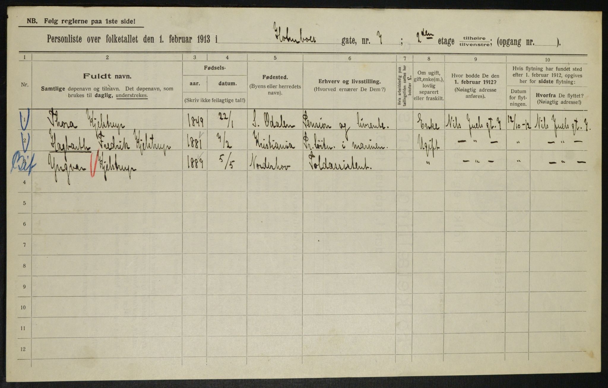 OBA, Municipal Census 1913 for Kristiania, 1913, p. 40634