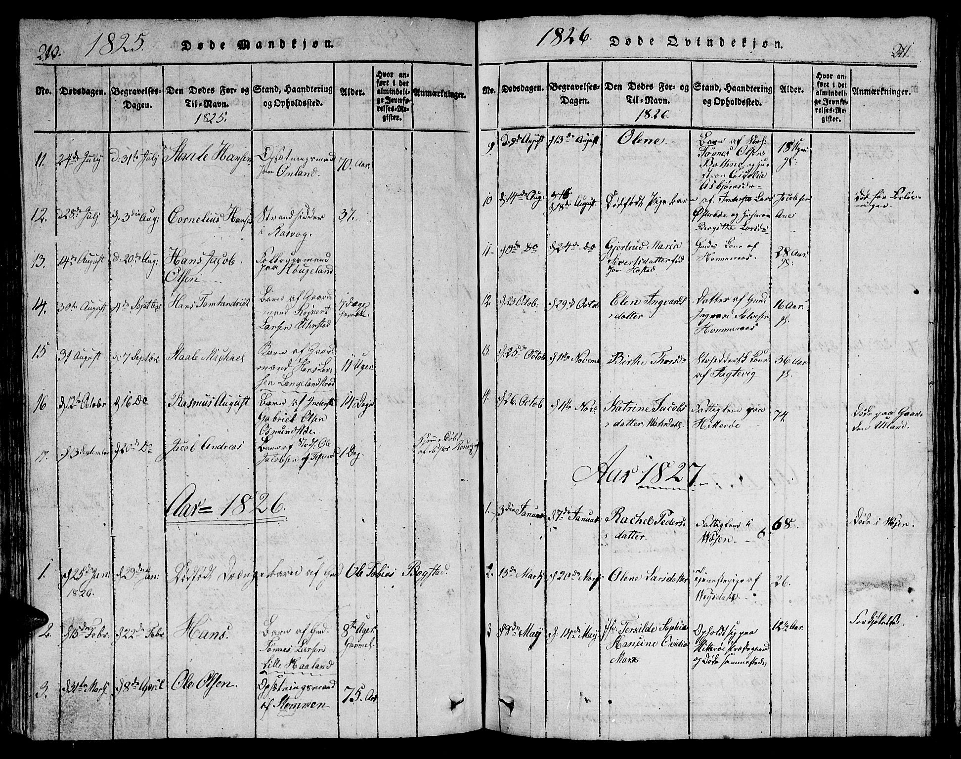 Flekkefjord sokneprestkontor, SAK/1111-0012/F/Fb/Fbb/L0001: Parish register (copy) no. B 1, 1815-1830, p. 210-211