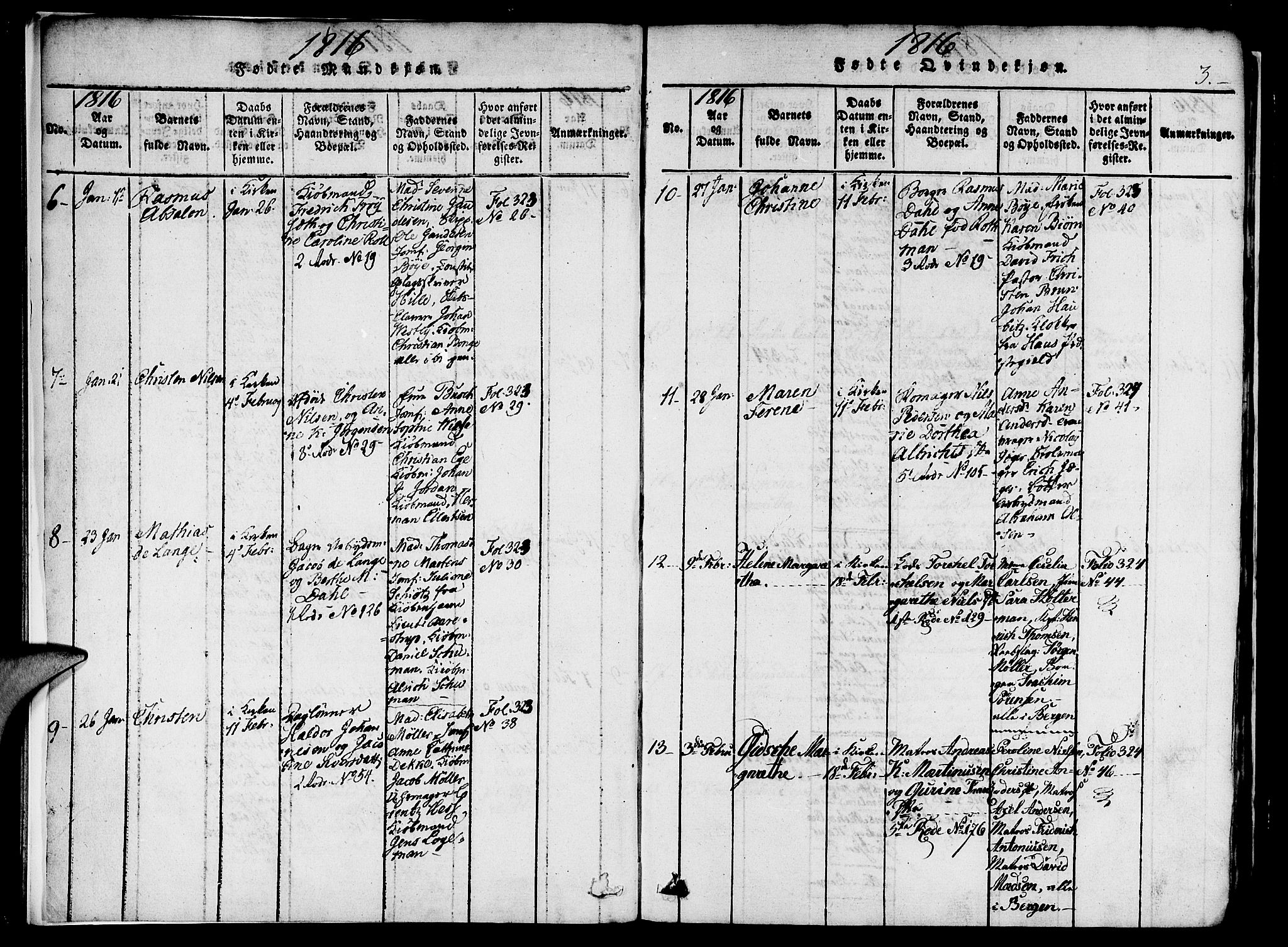 Nykirken Sokneprestembete, AV/SAB-A-77101/H/Haa/L0011: Parish register (official) no. A 11, 1816-1821, p. 3