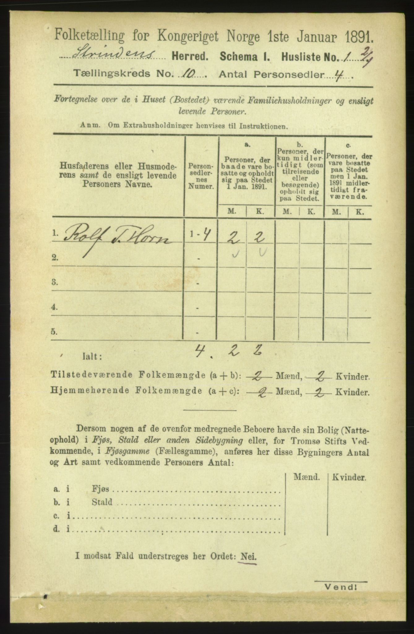 RA, 1891 census for 1660 Strinda, 1891, p. 8885
