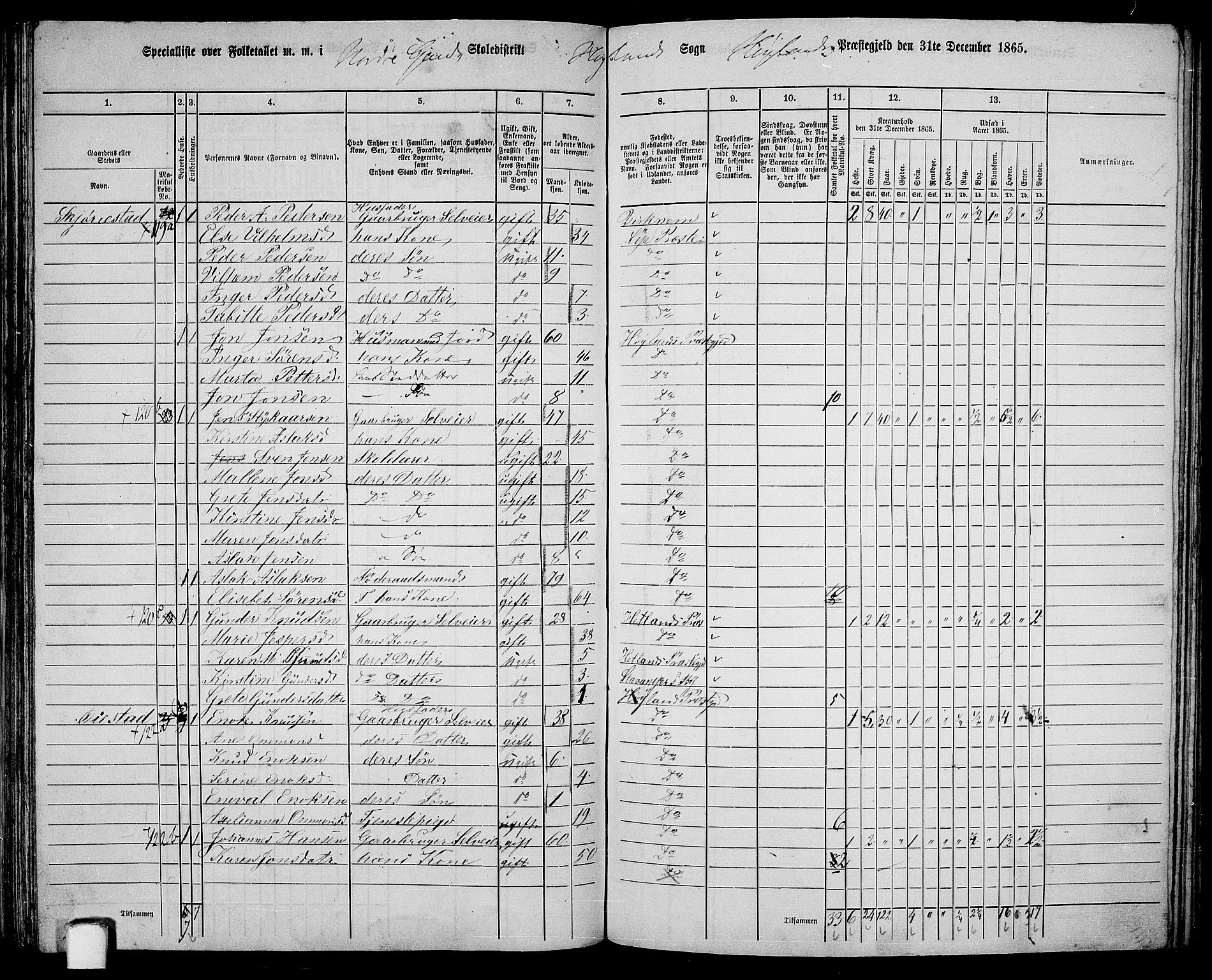 RA, 1865 census for Høyland, 1865, p. 86