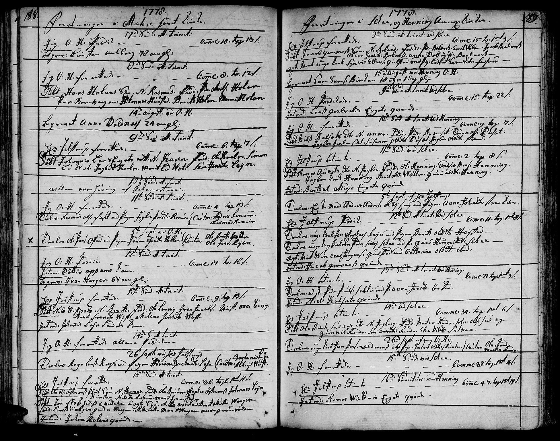 Ministerialprotokoller, klokkerbøker og fødselsregistre - Nord-Trøndelag, AV/SAT-A-1458/735/L0331: Parish register (official) no. 735A02, 1762-1794, p. 188-189