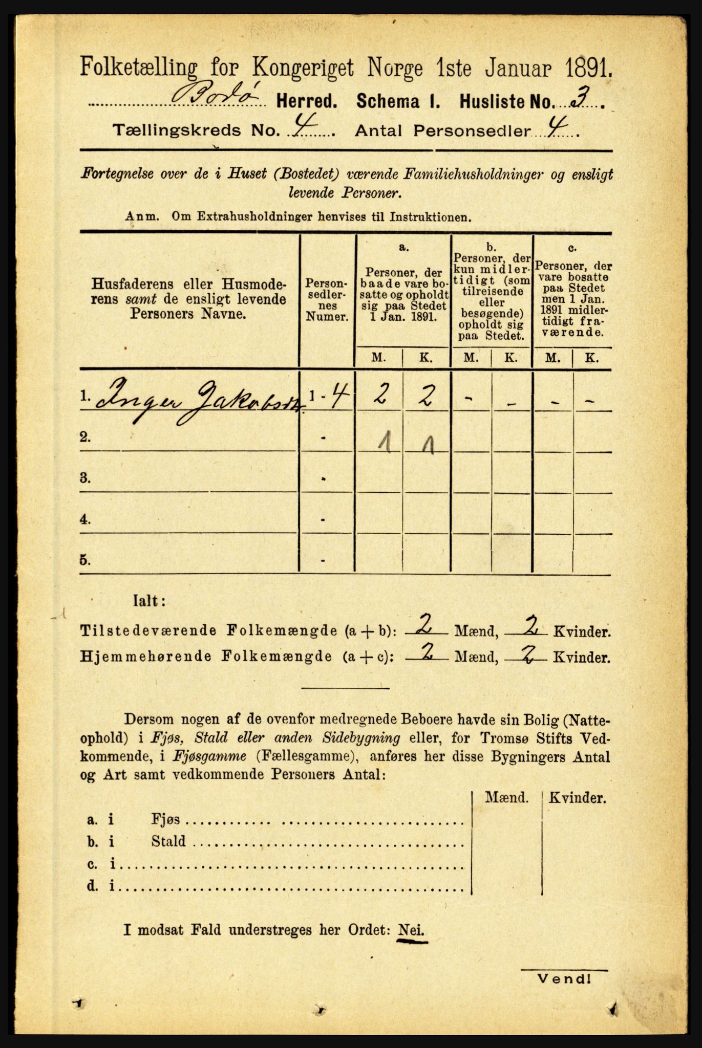 RA, 1891 census for 1843 Bodø, 1891, p. 2124