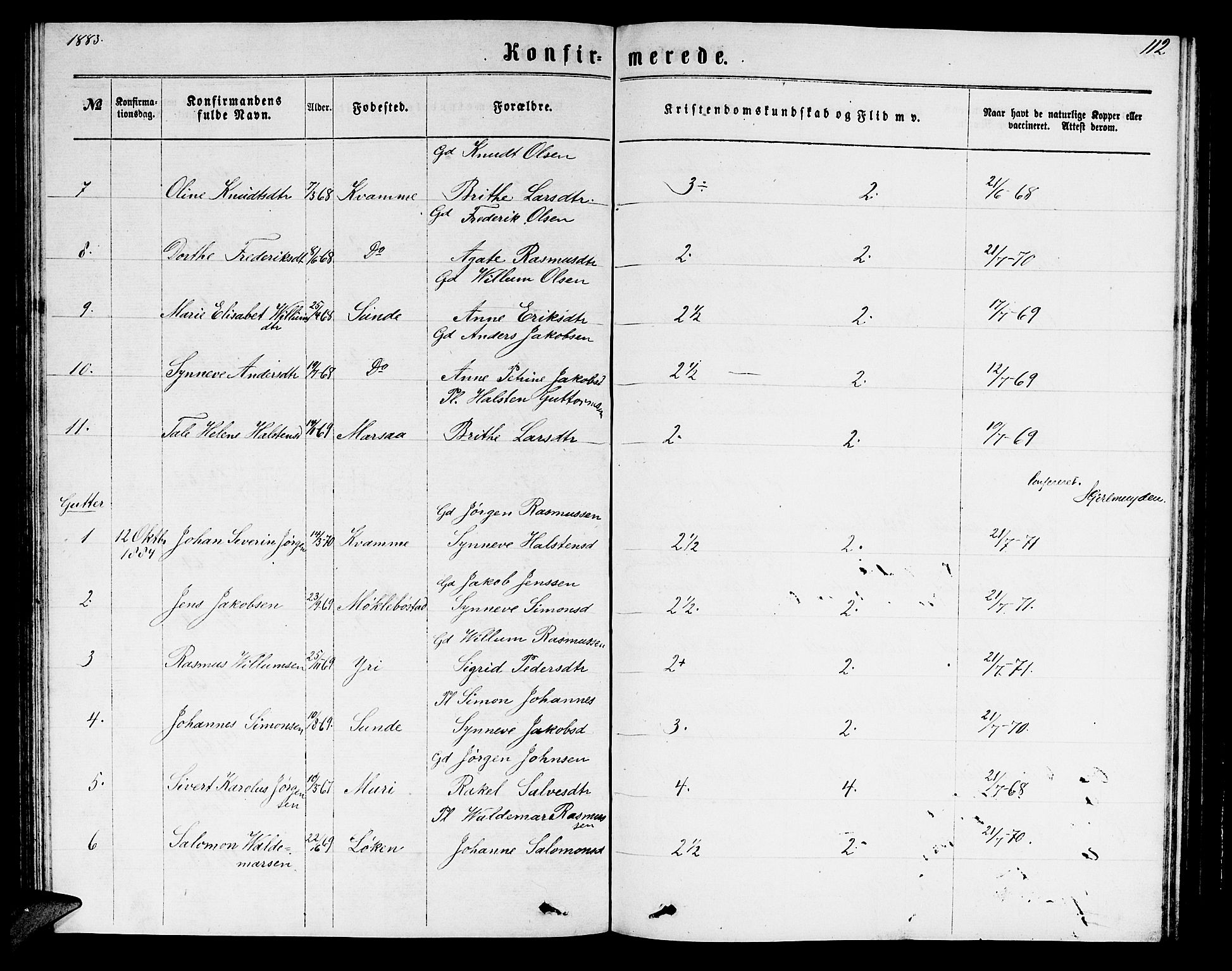 Innvik sokneprestembete, AV/SAB-A-80501: Parish register (copy) no. B 2, 1864-1885, p. 112