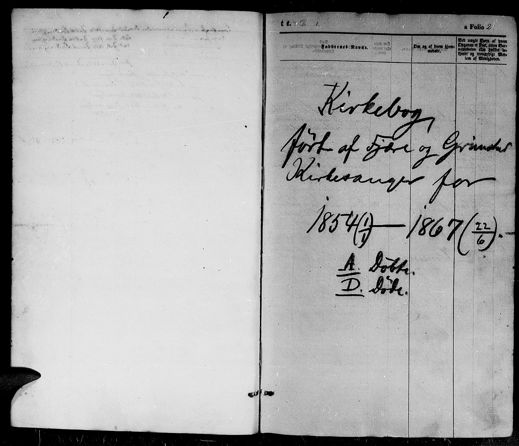 Fjære sokneprestkontor, SAK/1111-0011/F/Fb/L0008: Parish register (copy) no. B 8, 1854-1867, p. 2