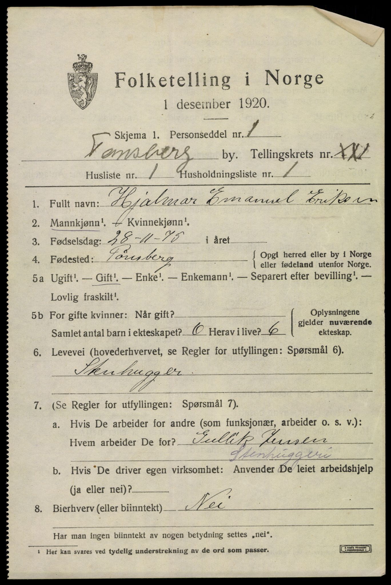 SAKO, 1920 census for Tønsberg, 1920, p. 29803