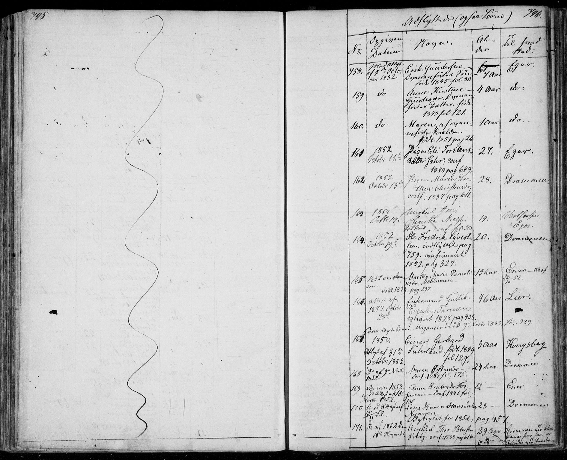 Modum kirkebøker, SAKO/A-234/F/Fa/L0008: Parish register (official) no. 8, 1851-1859, p. 795-796