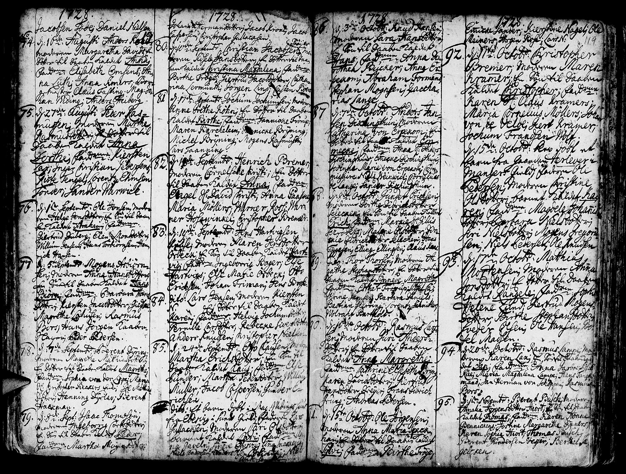 Nykirken Sokneprestembete, AV/SAB-A-77101/H/Haa/L0003: Parish register (official) no. A 3, 1717-1764, p. 119