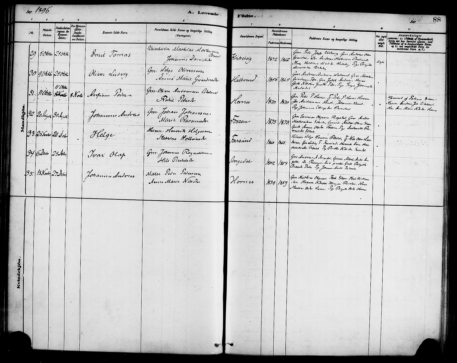 Førde sokneprestembete, SAB/A-79901/H/Haa/Haab/L0001: Parish register (official) no. B 1, 1880-1898, p. 88