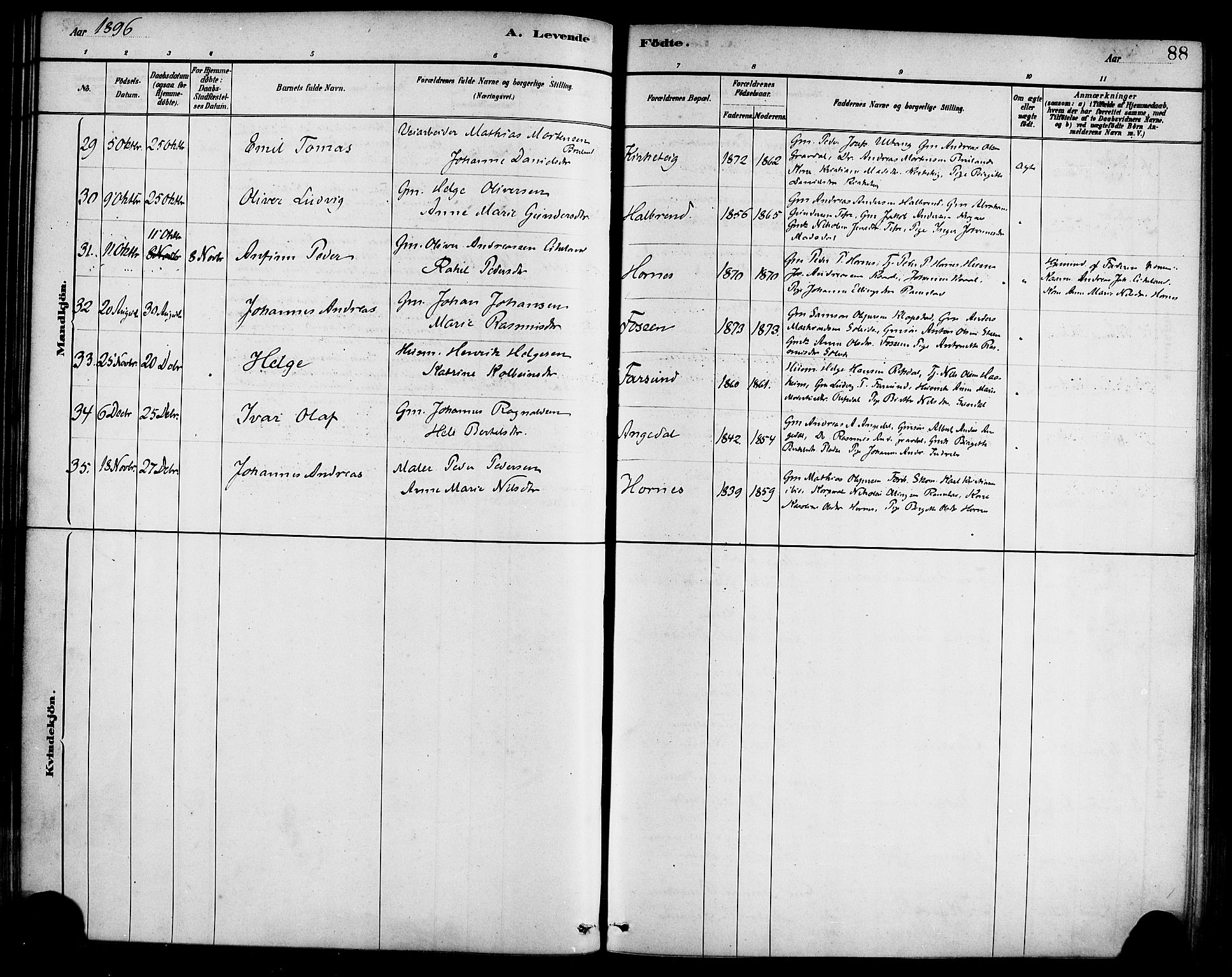 Førde sokneprestembete, AV/SAB-A-79901/H/Haa/Haab/L0001: Parish register (official) no. B 1, 1880-1898, p. 88