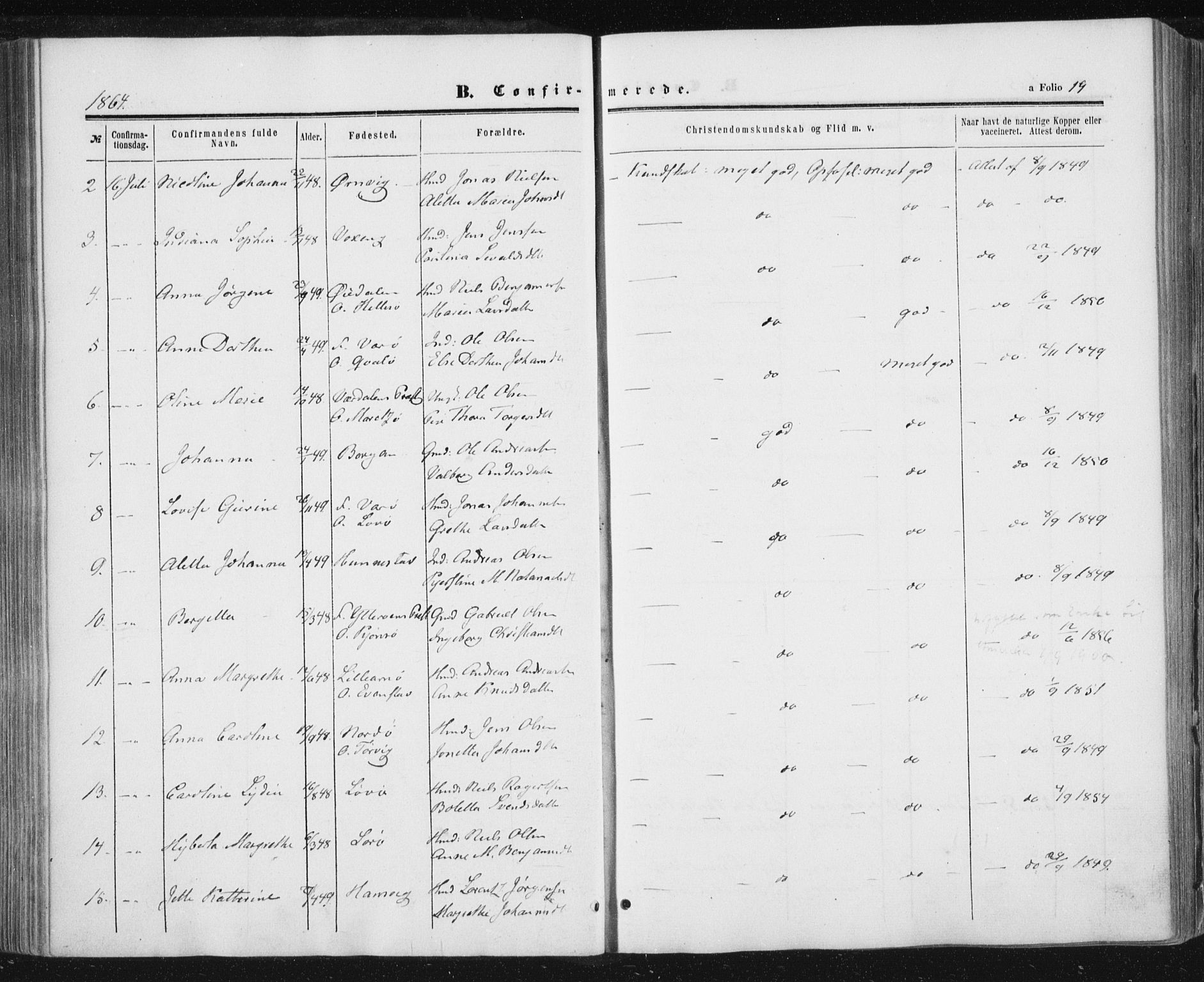 Ministerialprotokoller, klokkerbøker og fødselsregistre - Nord-Trøndelag, SAT/A-1458/784/L0670: Parish register (official) no. 784A05, 1860-1876, p. 19