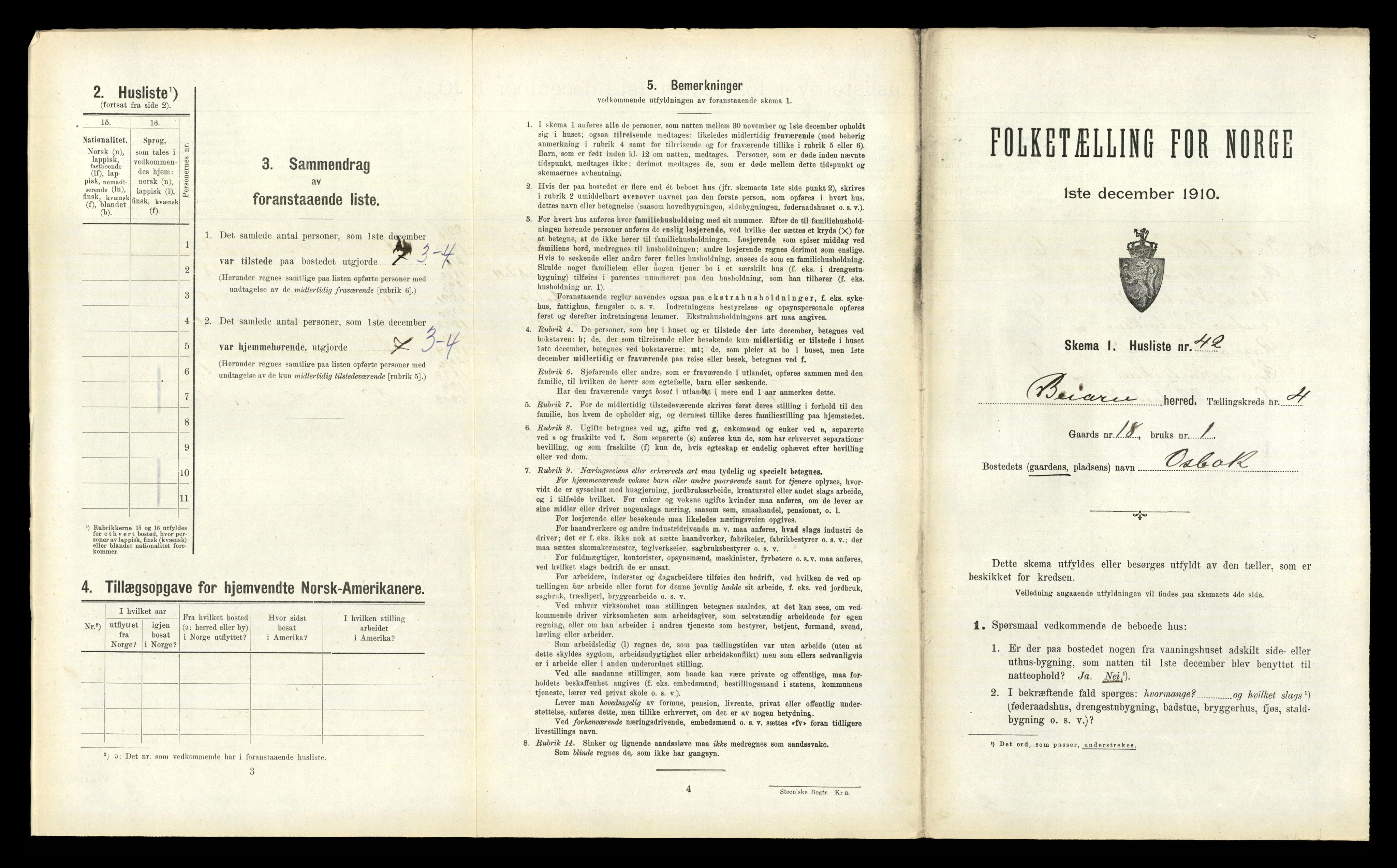 RA, 1910 census for Beiarn, 1910, p. 477