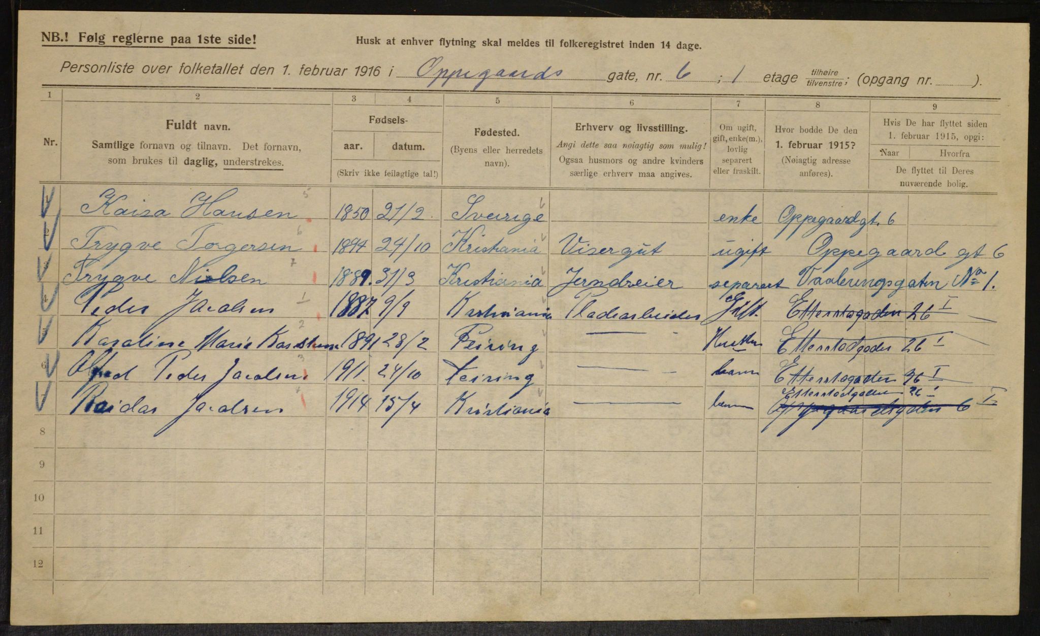 OBA, Municipal Census 1916 for Kristiania, 1916, p. 77640