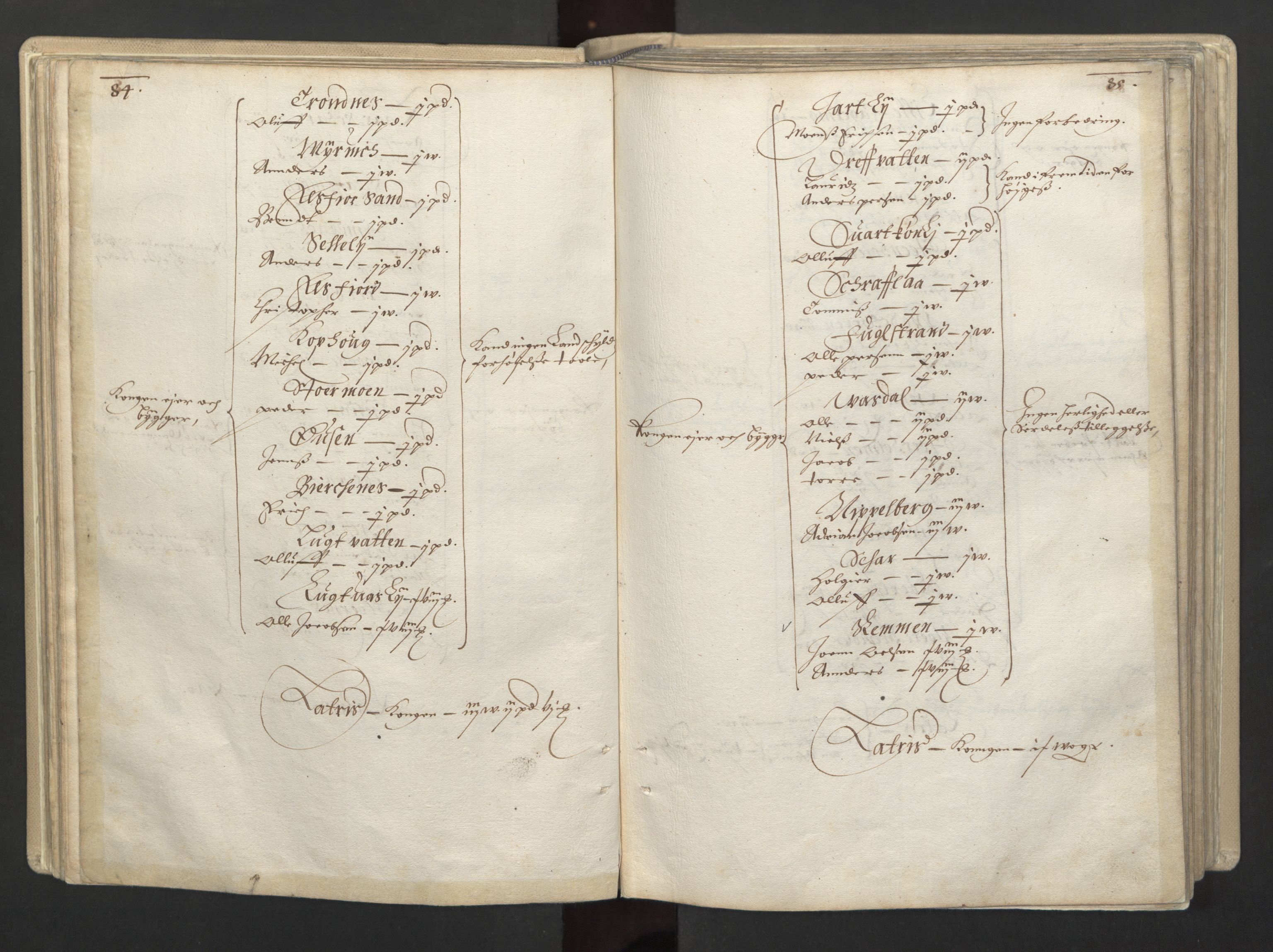 Rentekammeret inntil 1814, Realistisk ordnet avdeling, AV/RA-EA-4070/L/L0030/0001: Nordland lagdømme: / Alminnelig jordebok for Helgeland, Salten, Lofoten, Vesterålen, Andenes og Senja., 1661, p. 84-85