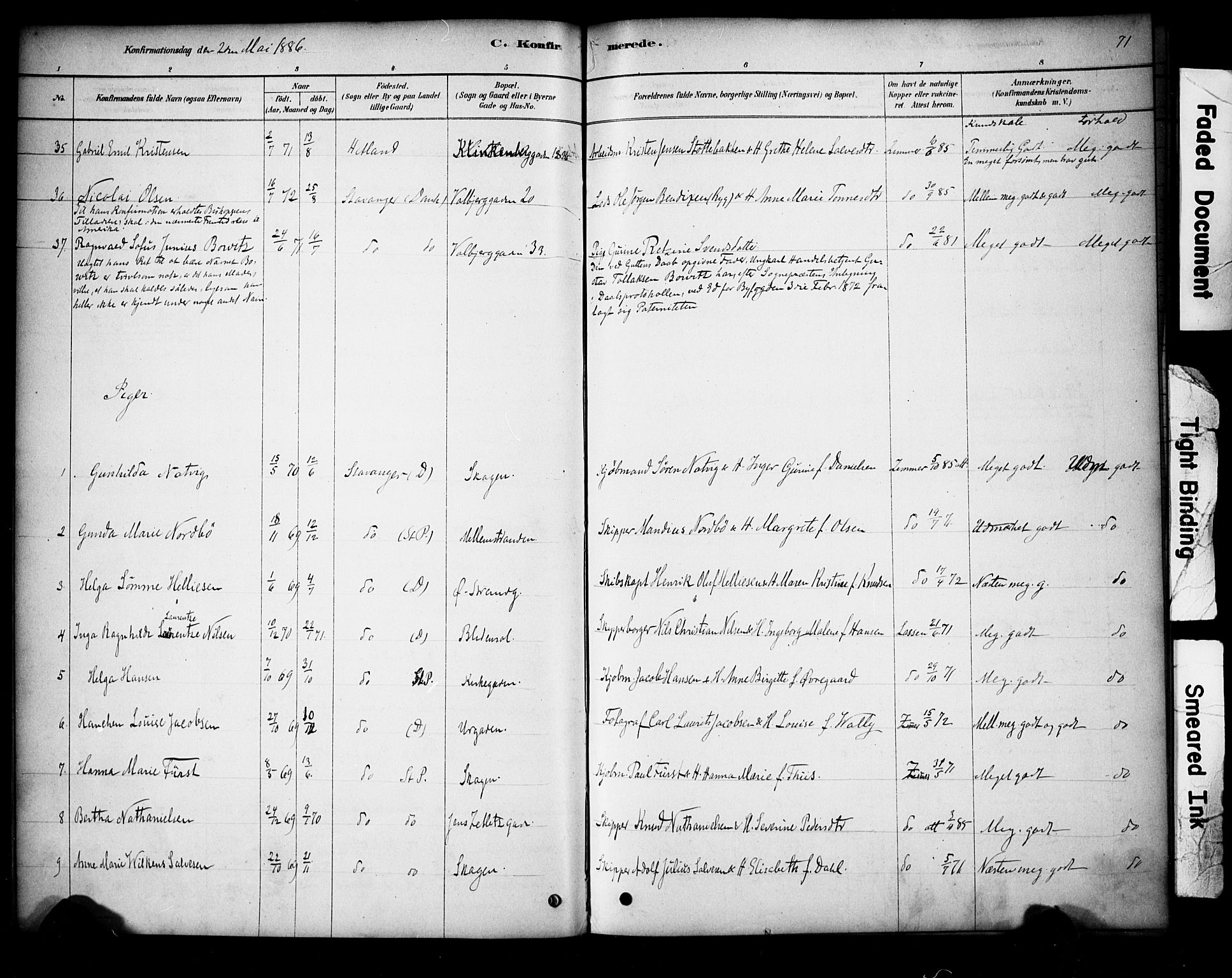 Domkirken sokneprestkontor, AV/SAST-A-101812/001/30/30BA/L0028: Parish register (official) no. A 27, 1878-1896, p. 71