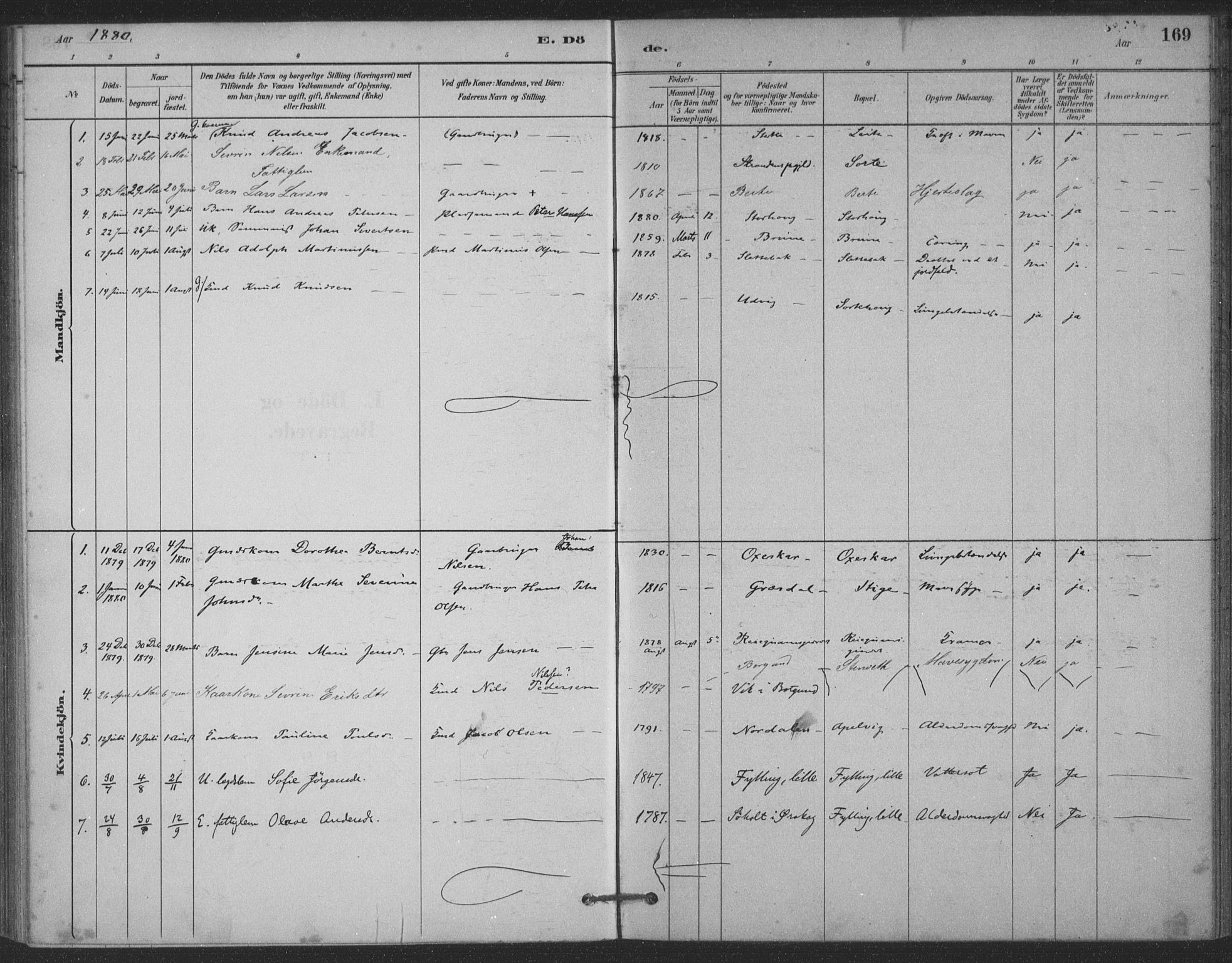 Ministerialprotokoller, klokkerbøker og fødselsregistre - Møre og Romsdal, AV/SAT-A-1454/524/L0356: Parish register (official) no. 524A08, 1880-1899, p. 169