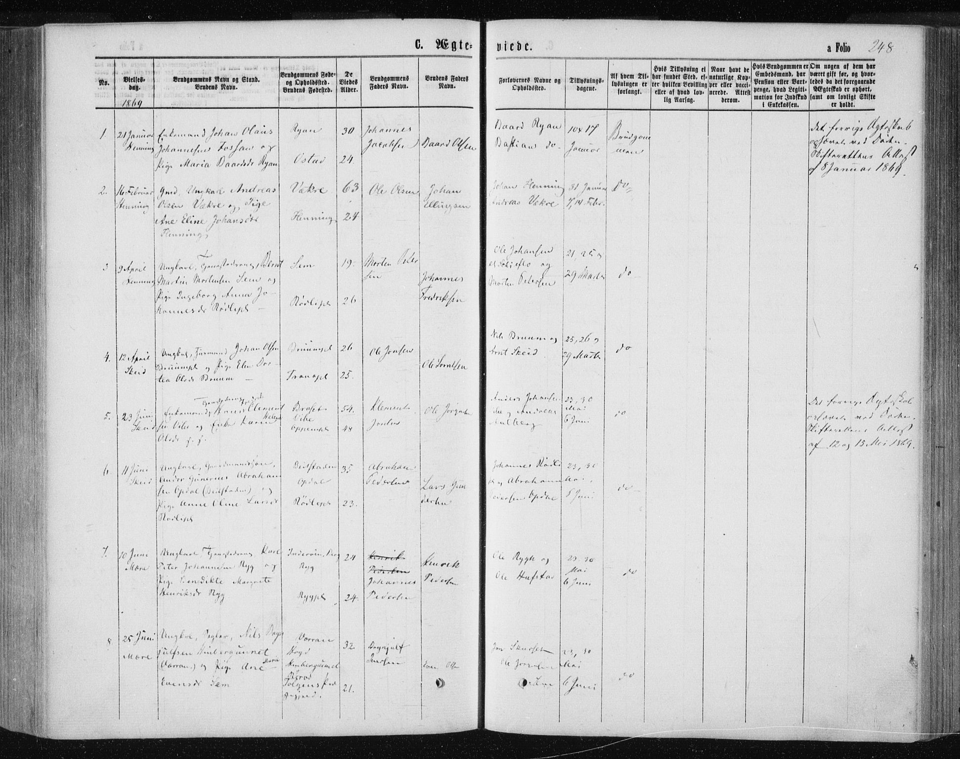 Ministerialprotokoller, klokkerbøker og fødselsregistre - Nord-Trøndelag, SAT/A-1458/735/L0345: Parish register (official) no. 735A08 /1, 1863-1872, p. 248
