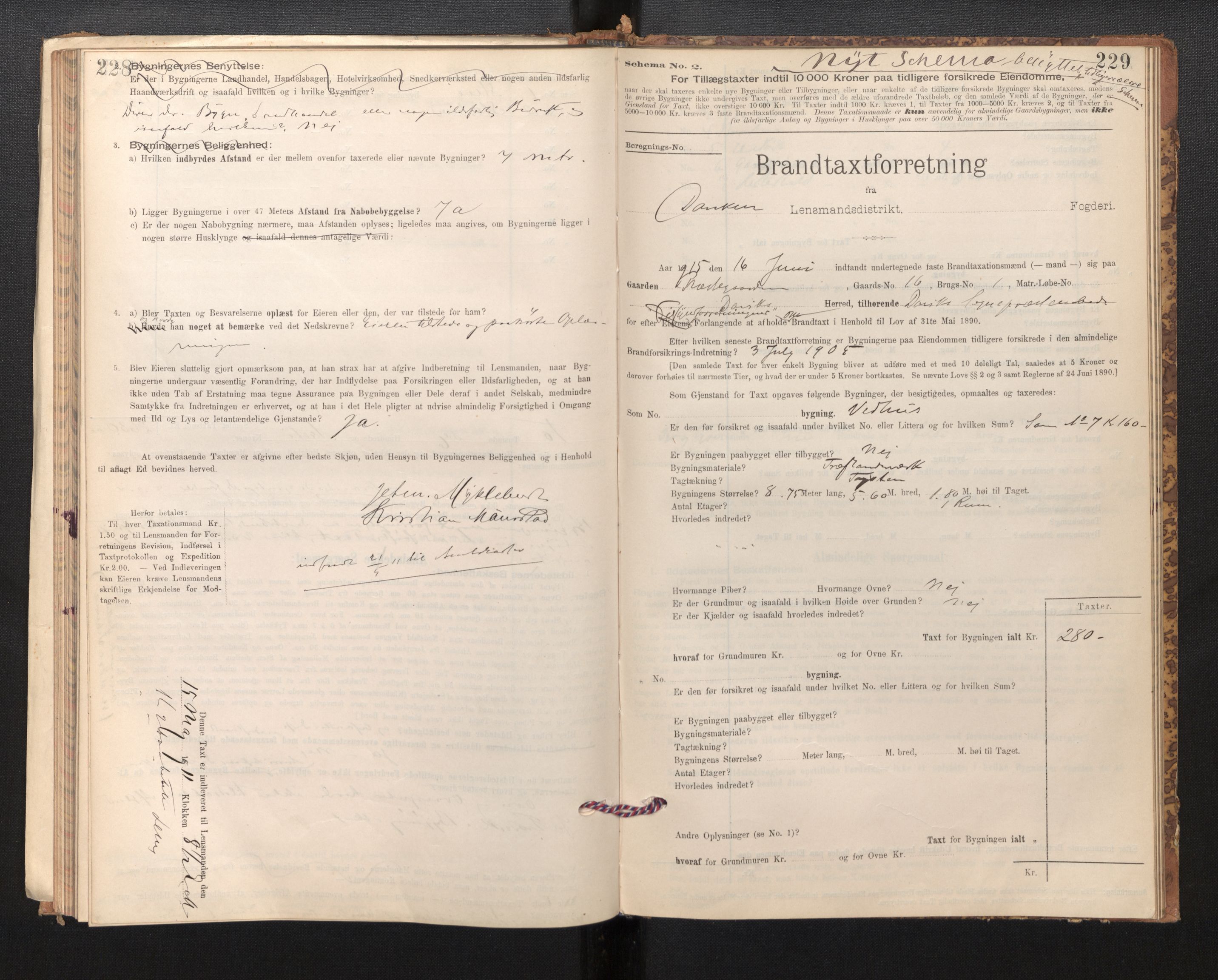 Lensmannen i Davik, SAB/A-26801/0012/L0004: Branntakstprotokoll, skjematakst, 1894-1915, p. 228-229
