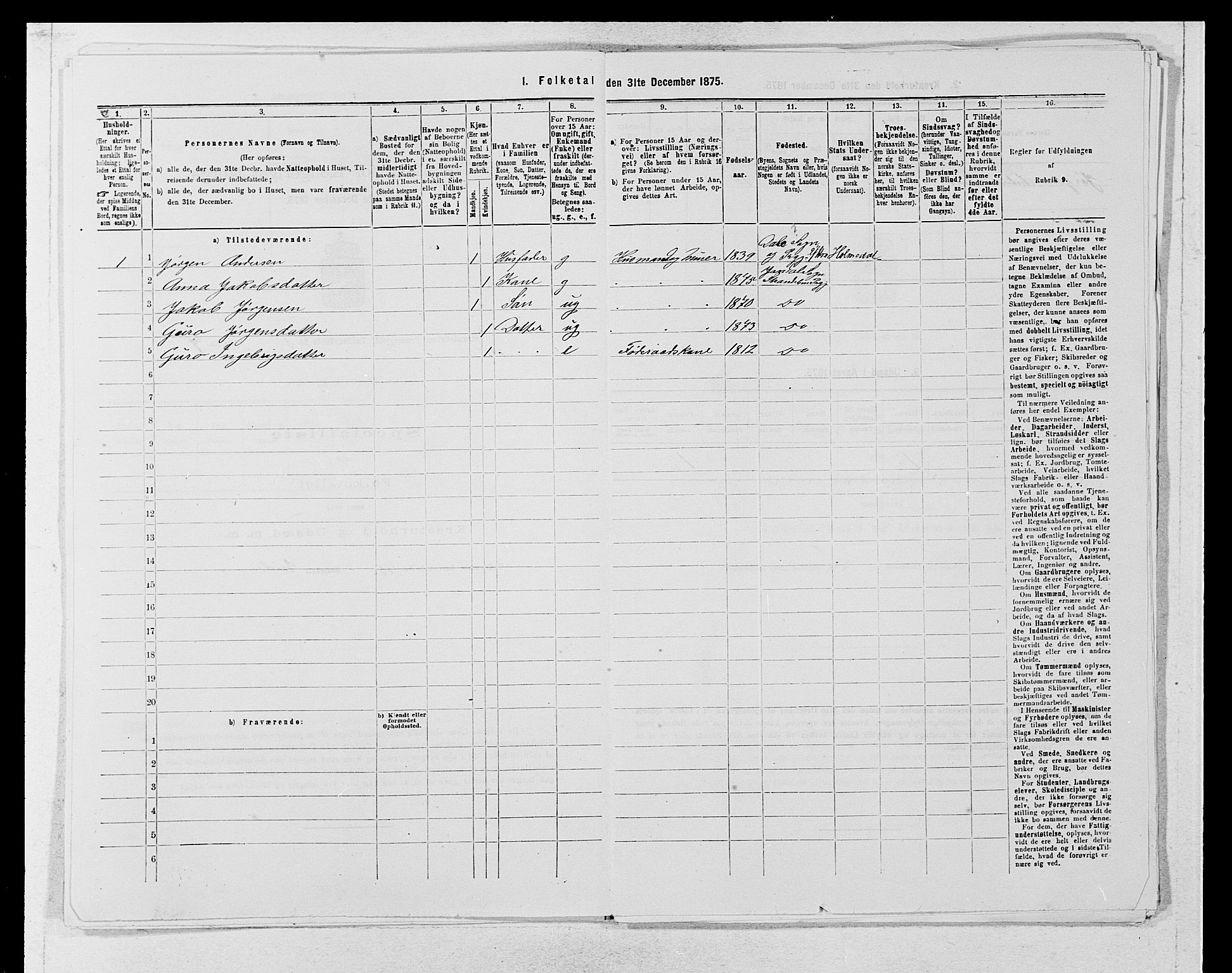 SAB, 1875 census for 1226P Strandebarm, 1875, p. 765