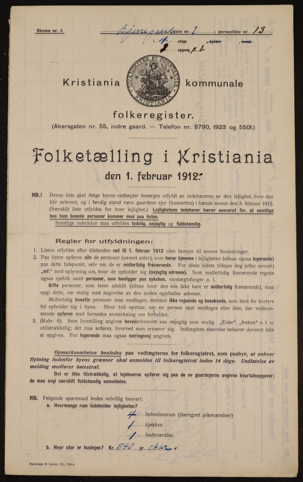 OBA, Municipal Census 1912 for Kristiania, 1912, p. 5362