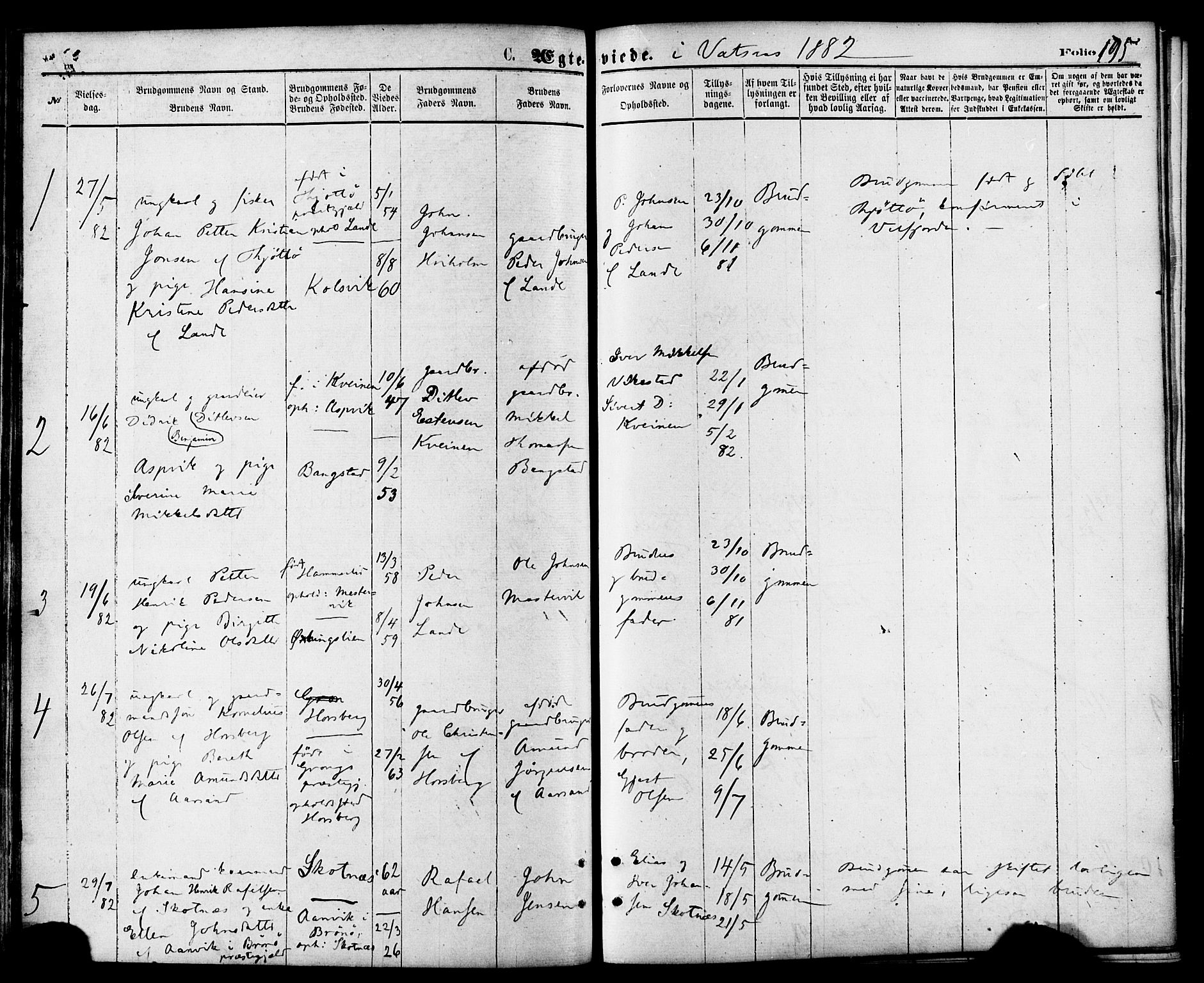 Ministerialprotokoller, klokkerbøker og fødselsregistre - Nordland, AV/SAT-A-1459/810/L0148: Parish register (official) no. 810A09 /1, 1874-1884, p. 195