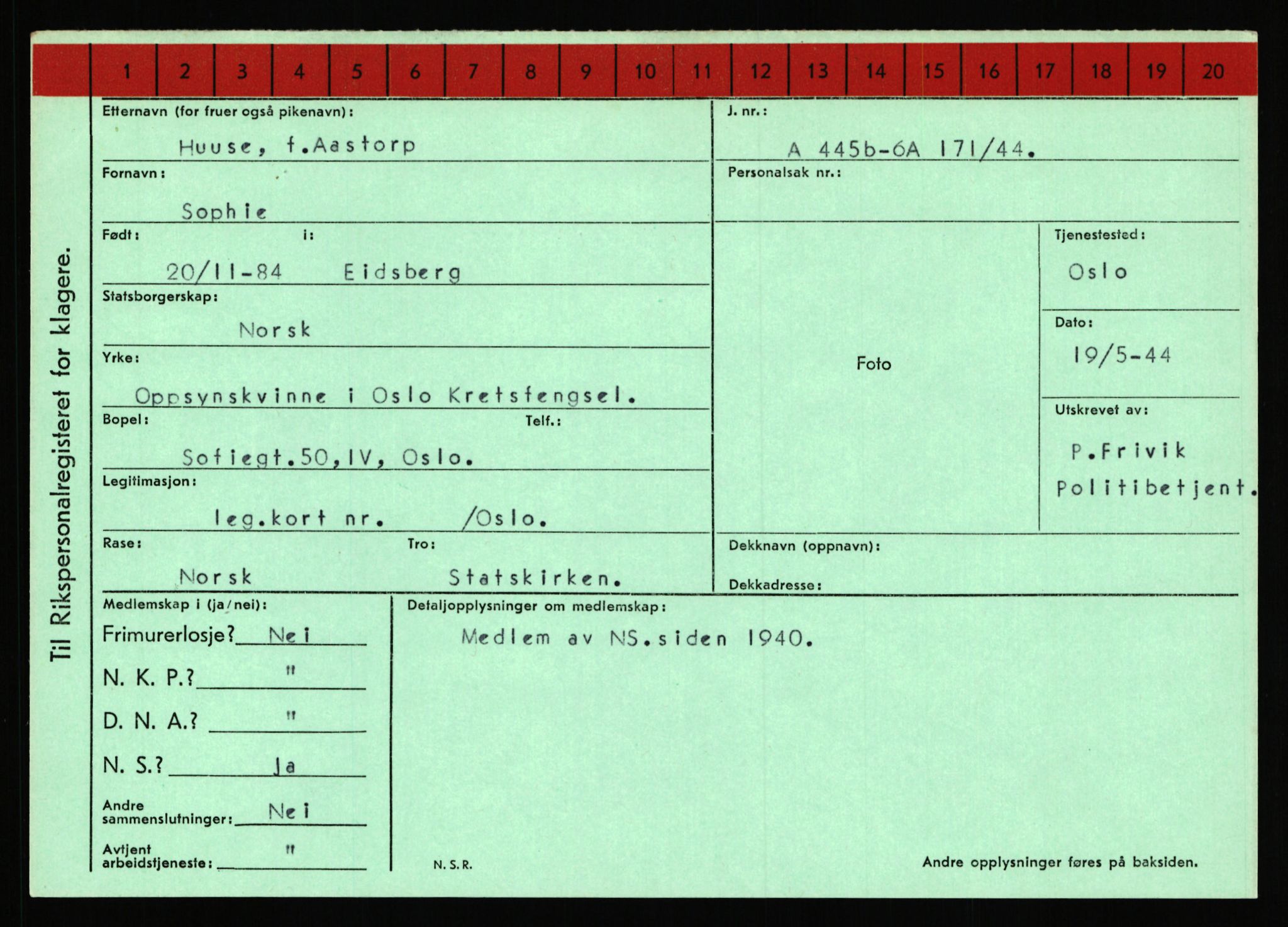 Statspolitiet - Hovedkontoret / Osloavdelingen, AV/RA-S-1329/C/Ca/L0007: Hol - Joelsen, 1943-1945, p. 1467