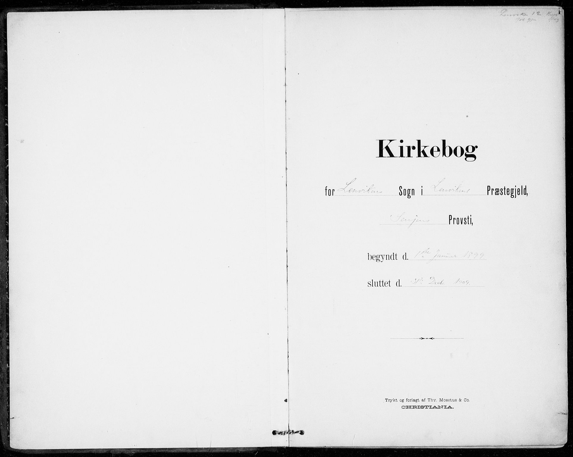 Lenvik sokneprestembete, AV/SATØ-S-1310/H/Ha/Haa/L0014kirke: Parish register (official) no. 14, 1899-1909, p. 1